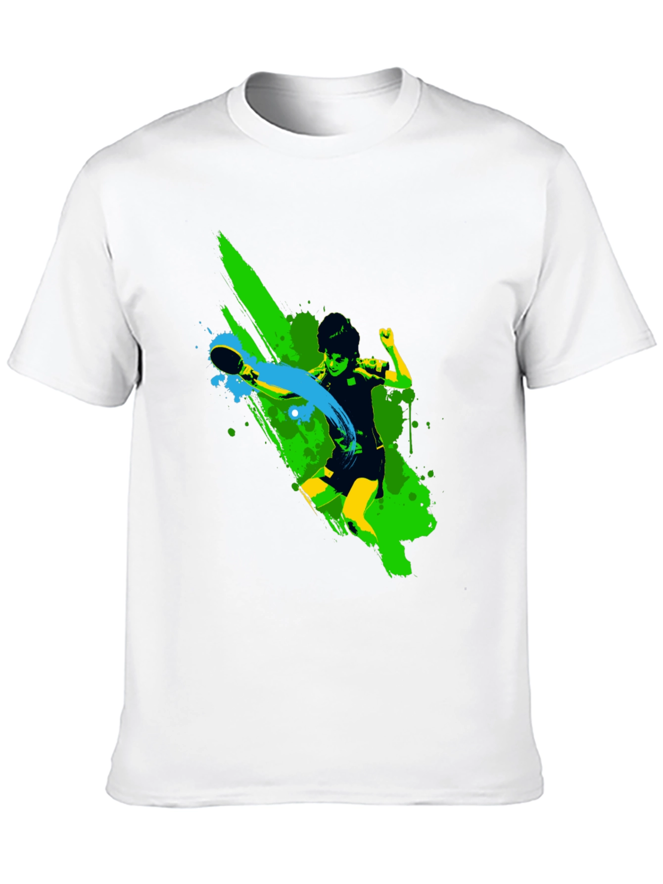 Ping Pong Player Graphic Black T-Shirt