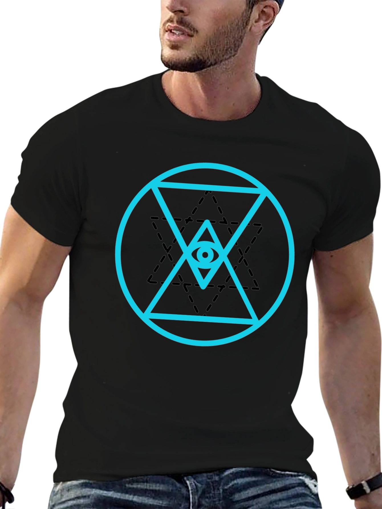 Eye in Triangle Graphic Tee - Black Cotton Blend