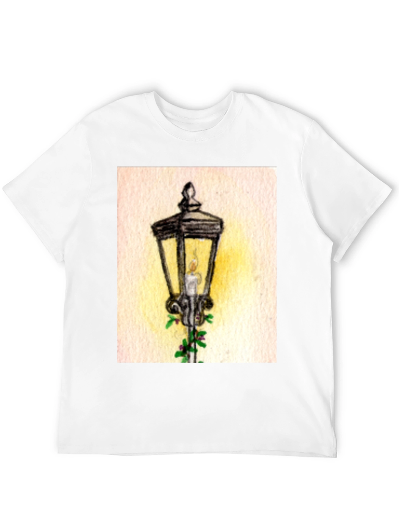 Whimsical Street Lamp Graphic Tee - Classic Black
