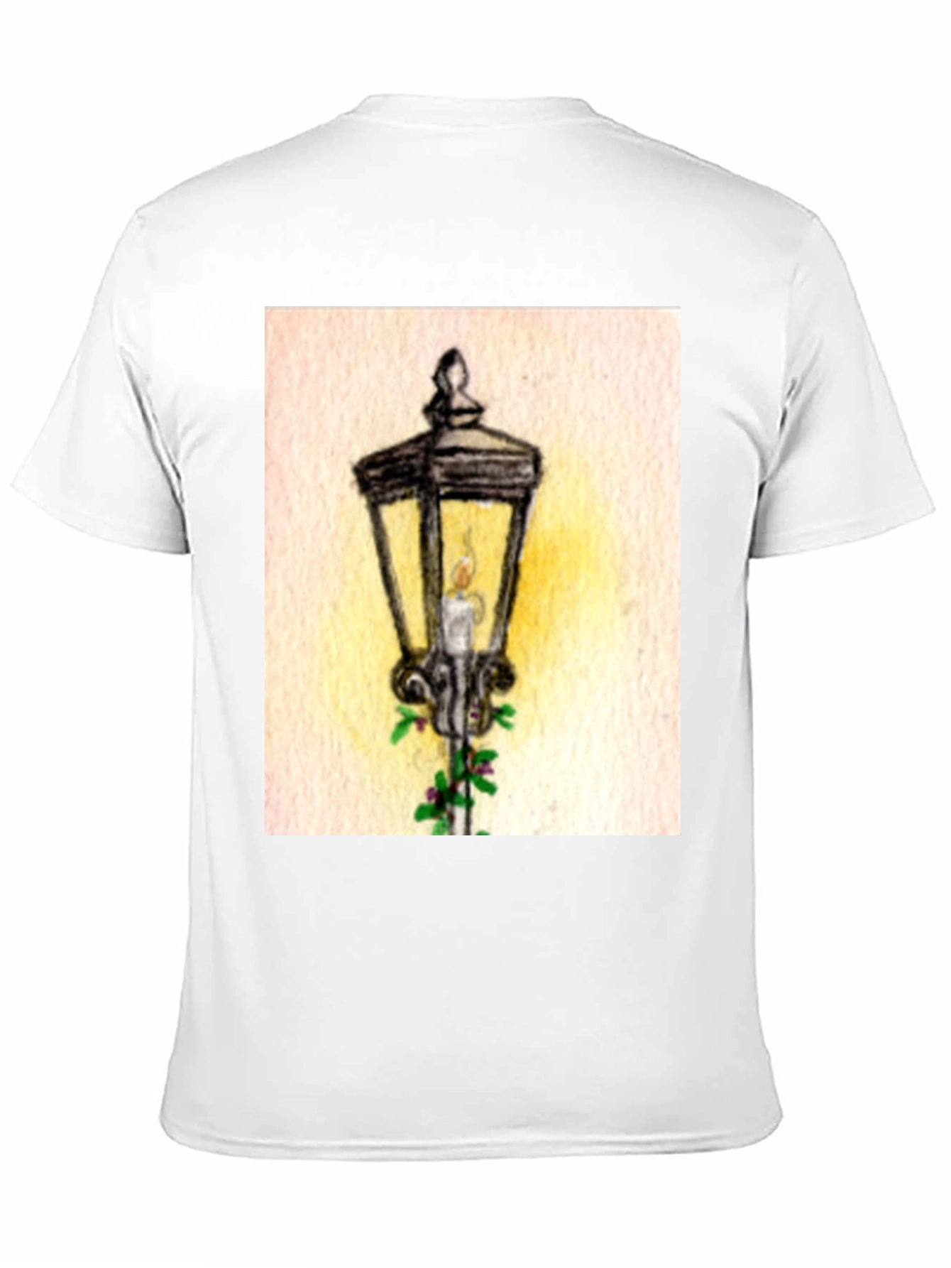 Whimsical Street Lamp Graphic Tee - Classic Black