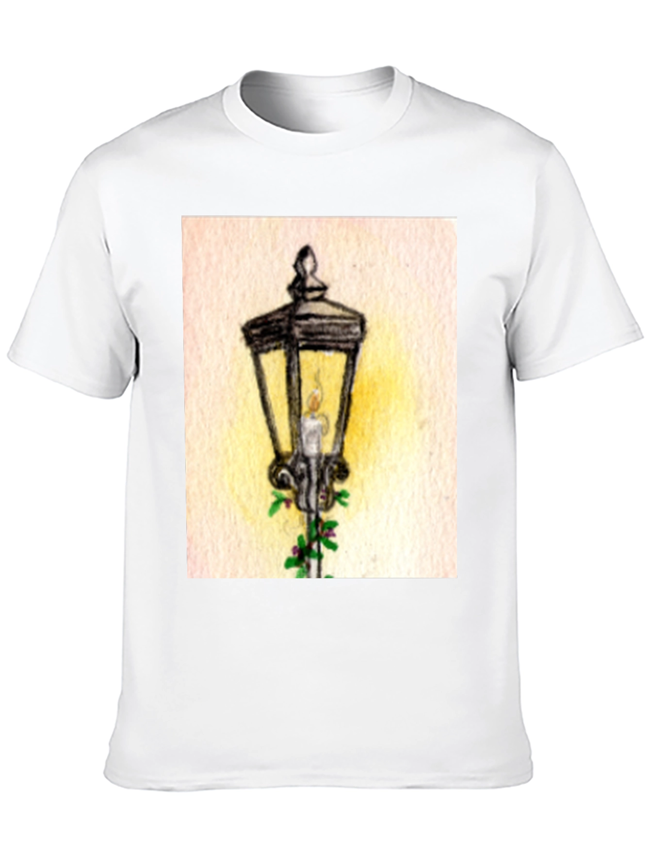 Whimsical Street Lamp Graphic Tee - Classic Black