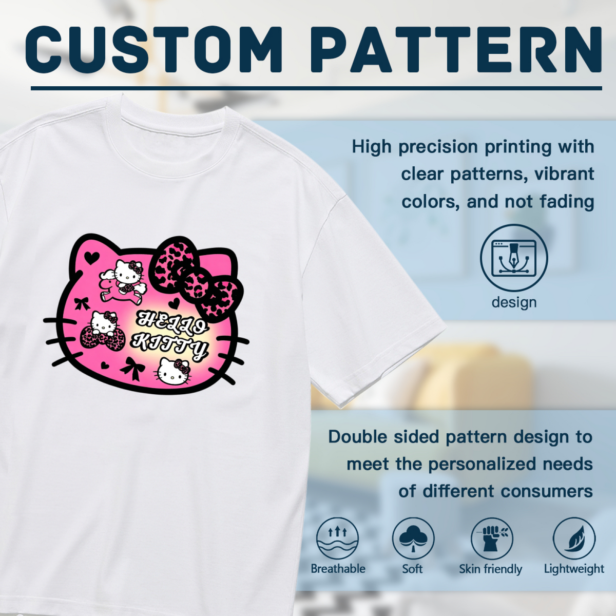 Y2K Leopard Bow Hello Kitty Head Plus?Size Graphic Tee