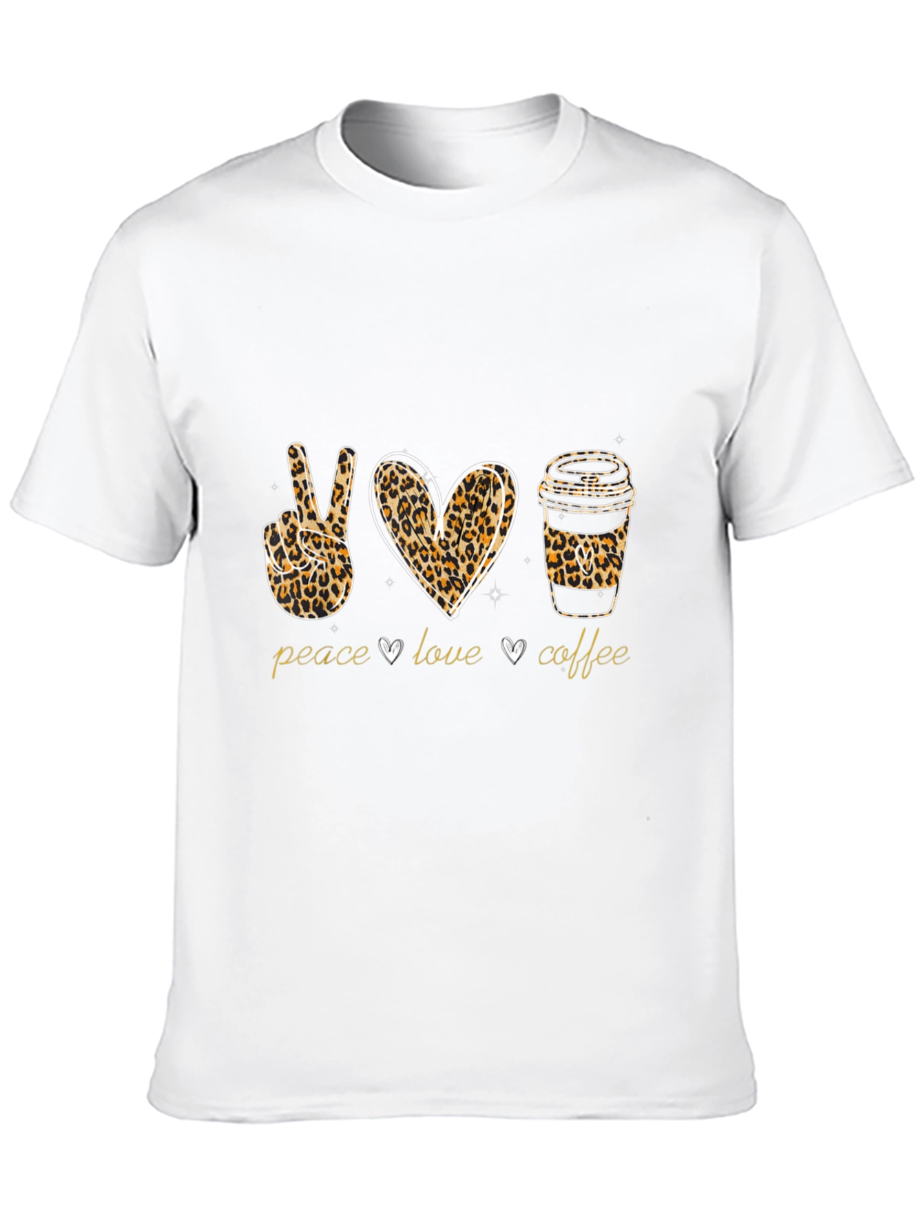 Peace Love Coffee Leopard Print T-Shirt