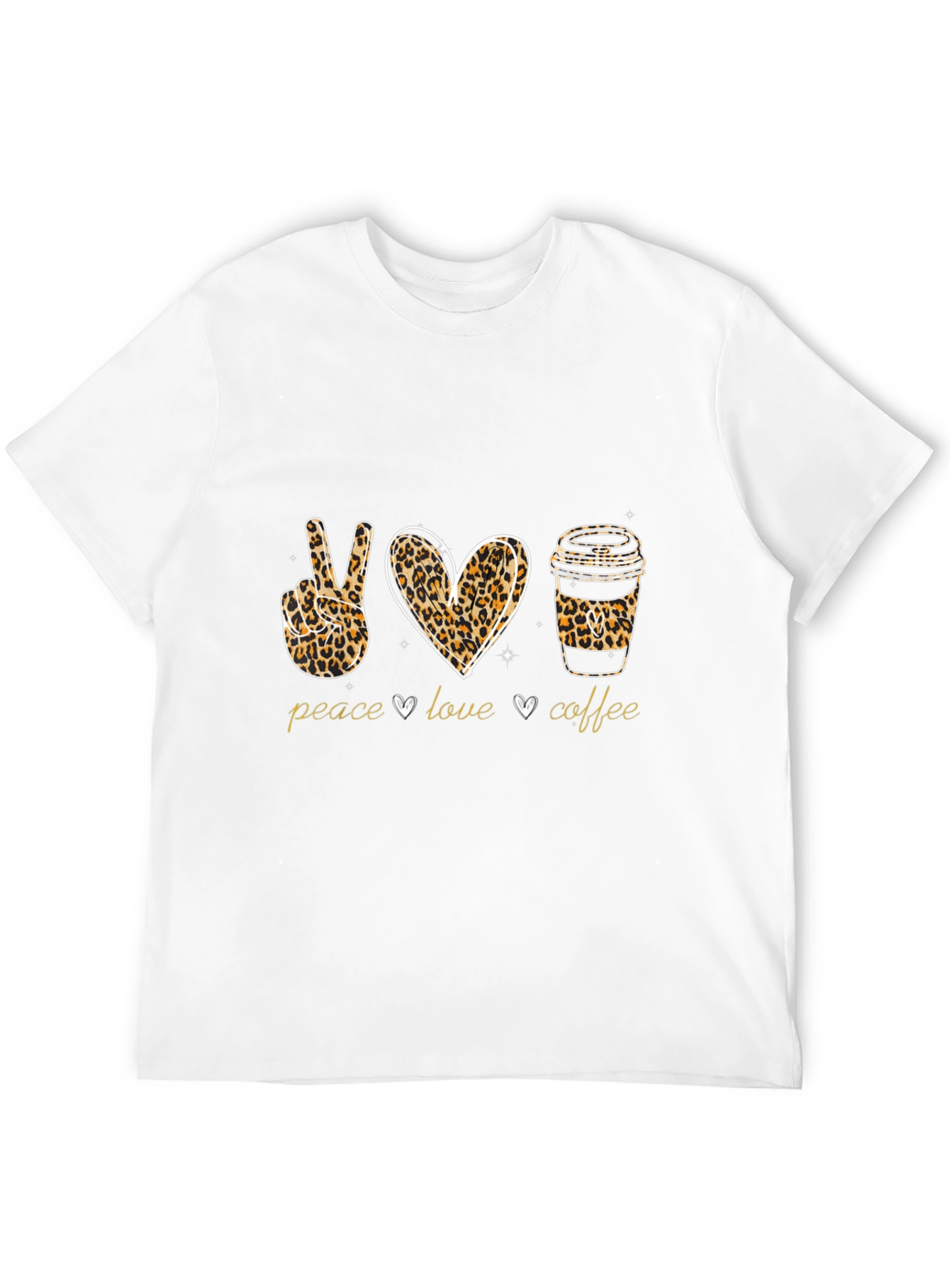 Peace Love Coffee Leopard Print T-Shirt