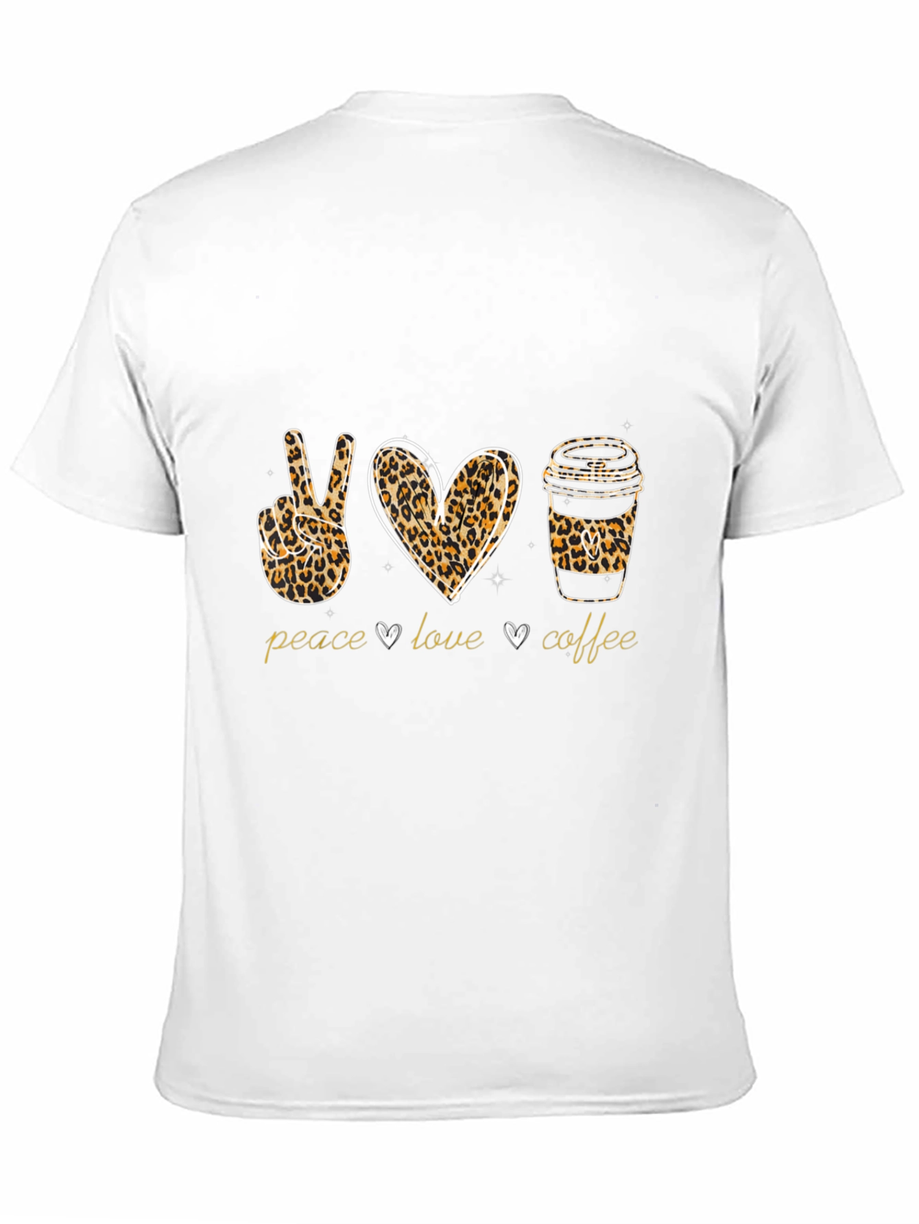 Peace Love Coffee Leopard Print T-Shirt