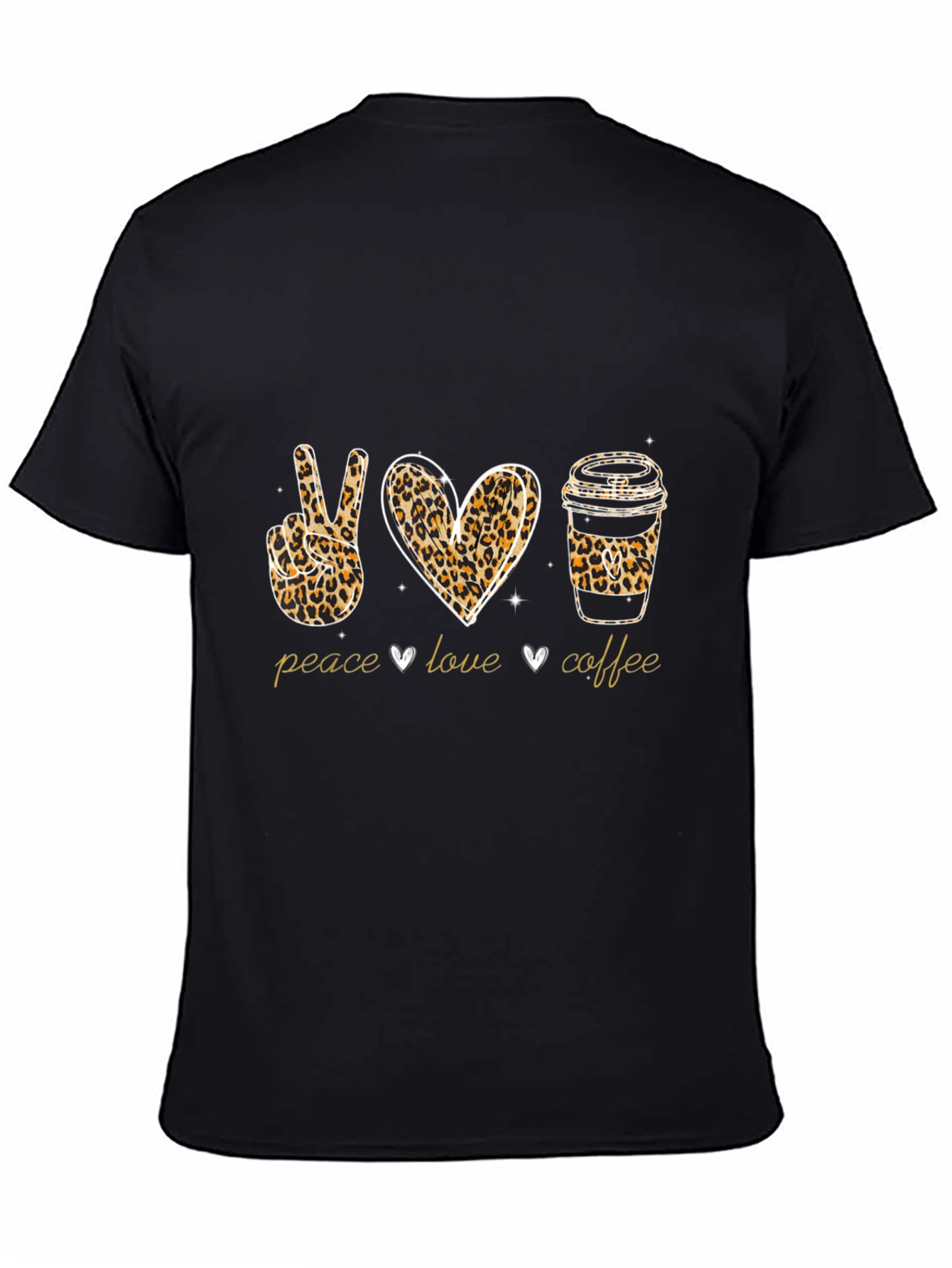 Peace Love Coffee Leopard Print T-Shirt