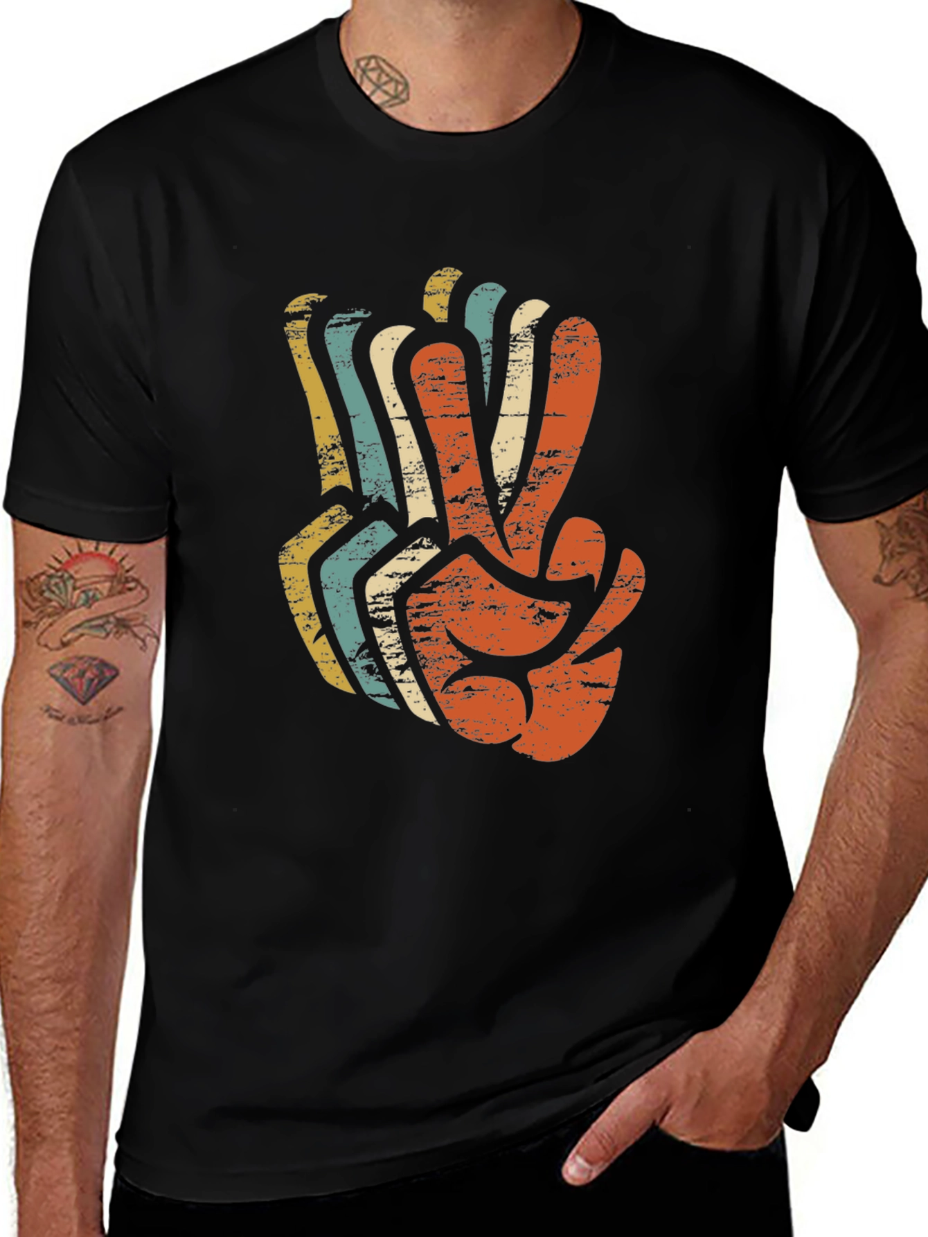 Retro Peace Sign Graphic T-Shirt