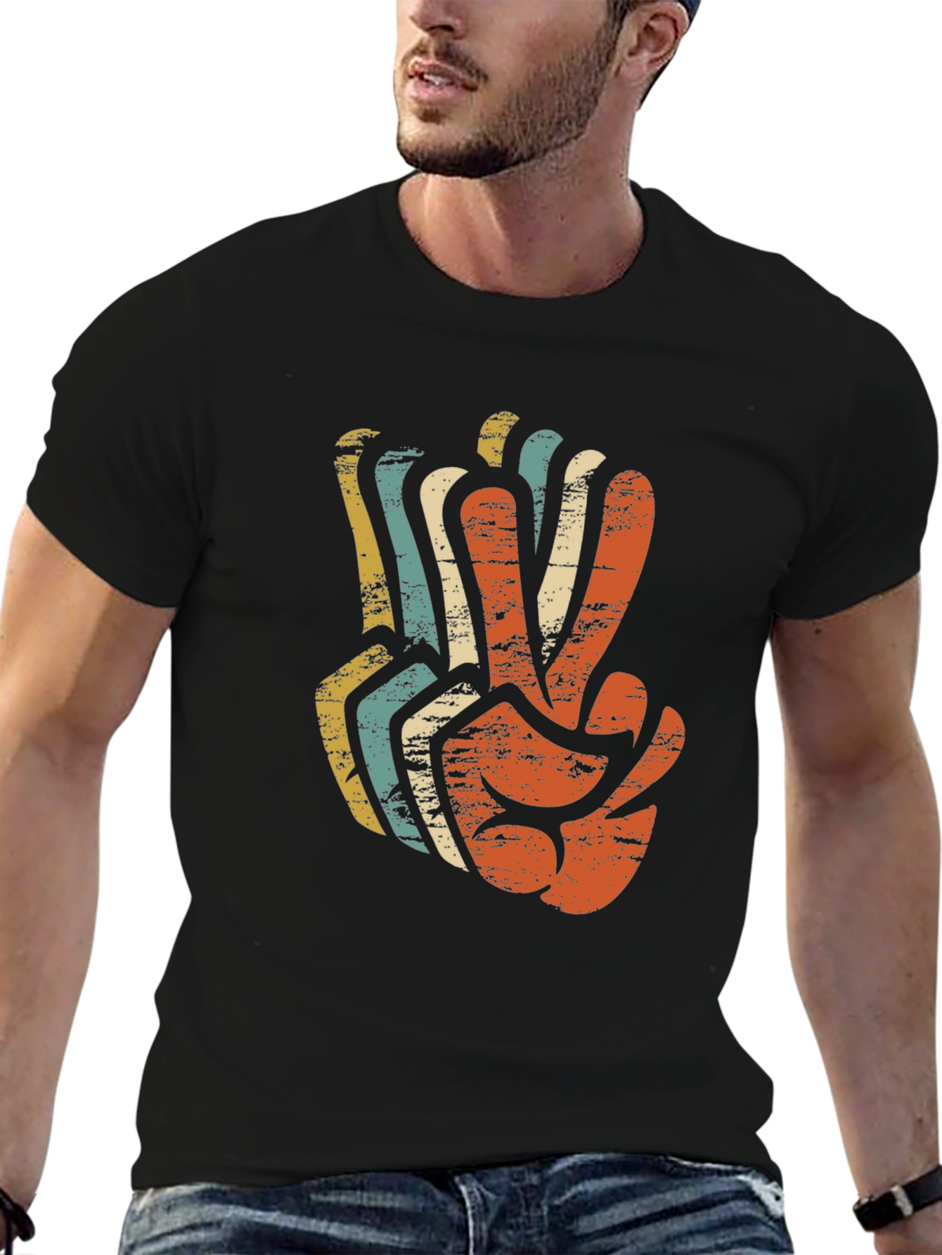 Retro Peace Sign Graphic T-Shirt