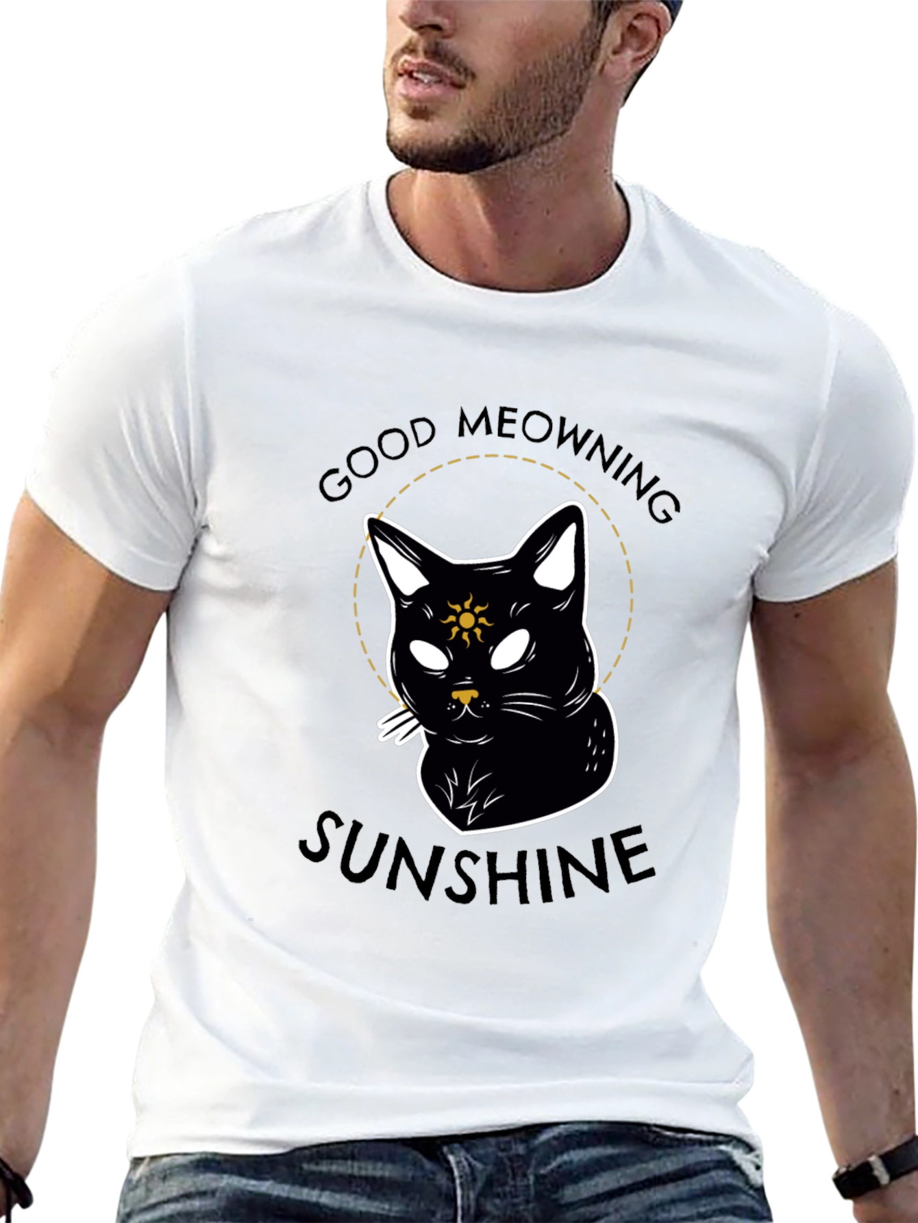 Good Meowning Sunshine Black Cat T-Shirt