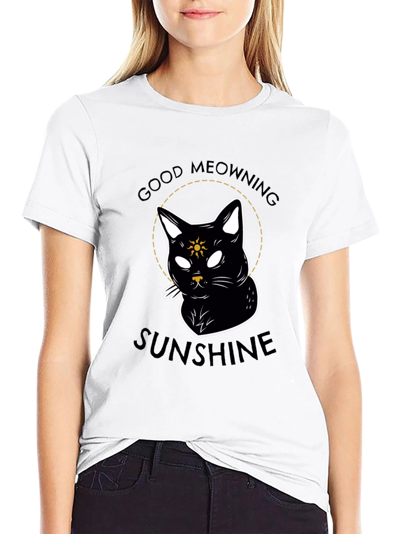 Good Meowning Sunshine Black Cat T-Shirt