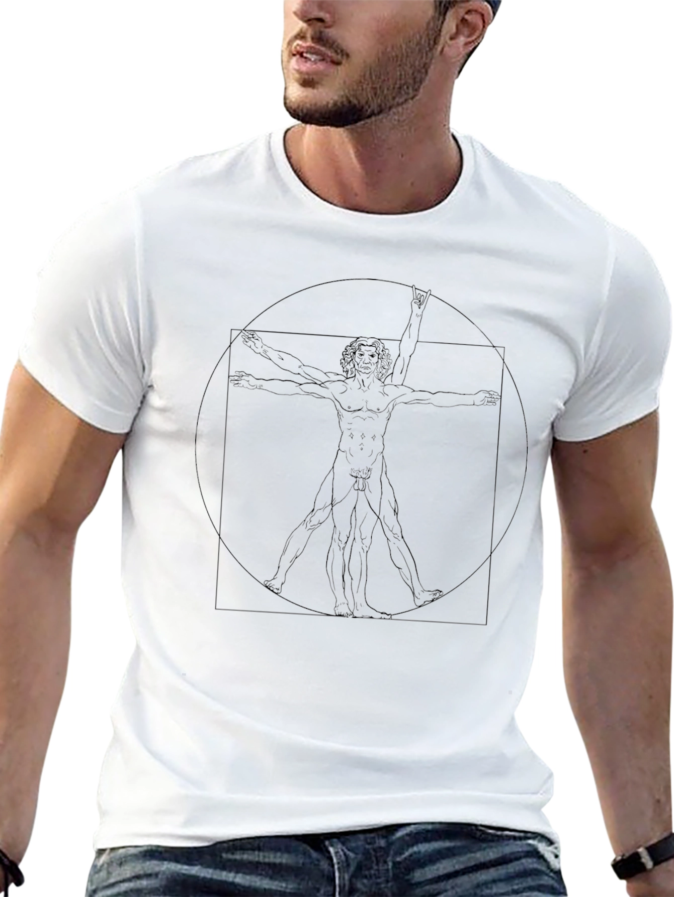 Vitruvian Man Graphic Print T-Shirt