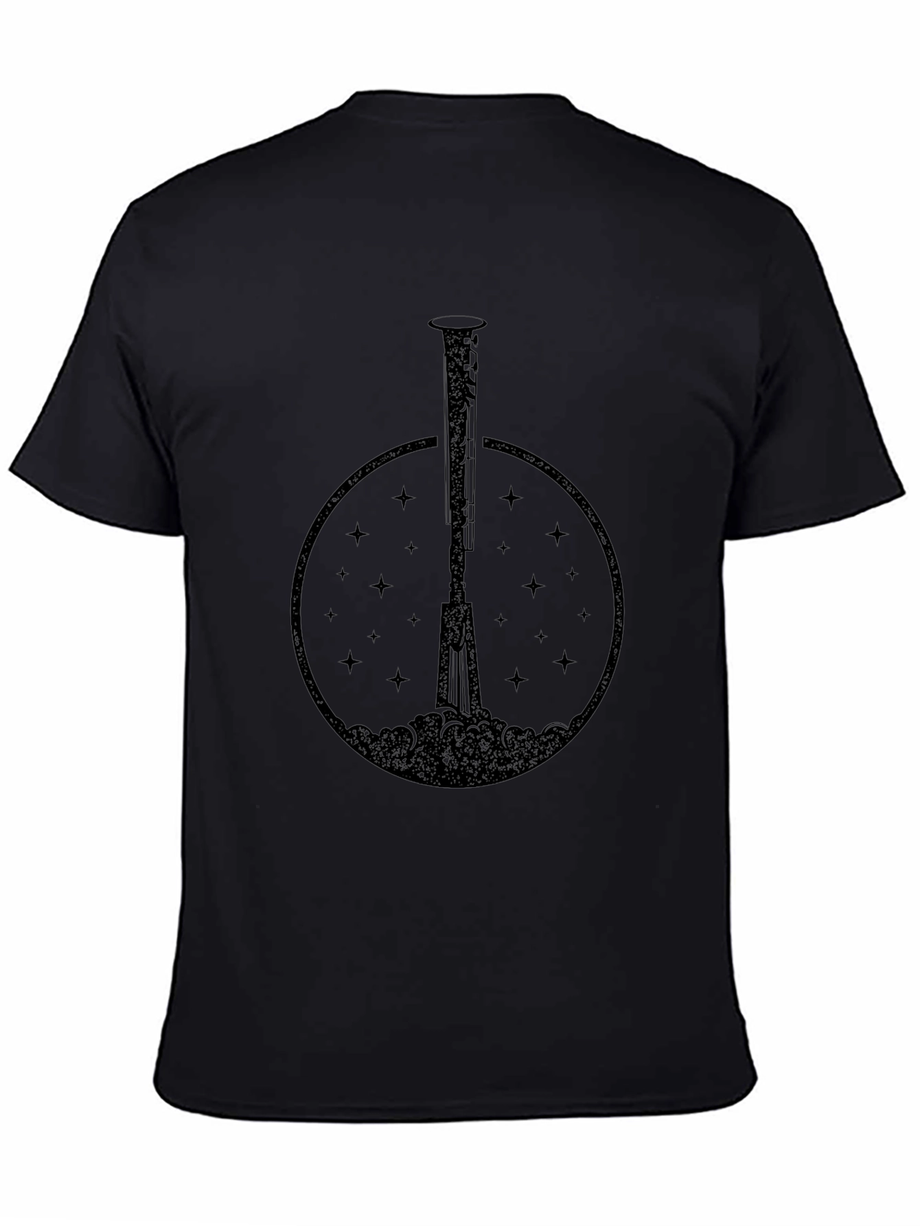 Astronaut Rocket Launch Graphic Tee - Black