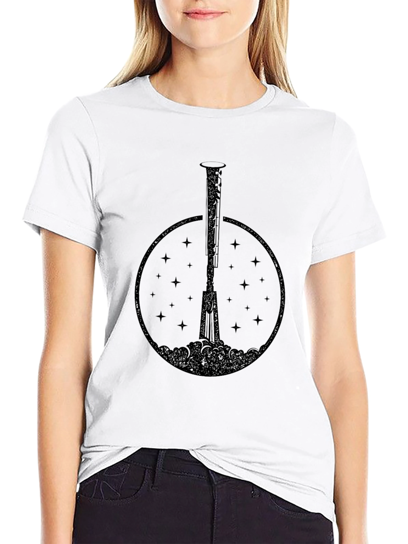 Astronaut Rocket Launch Graphic Tee - Black