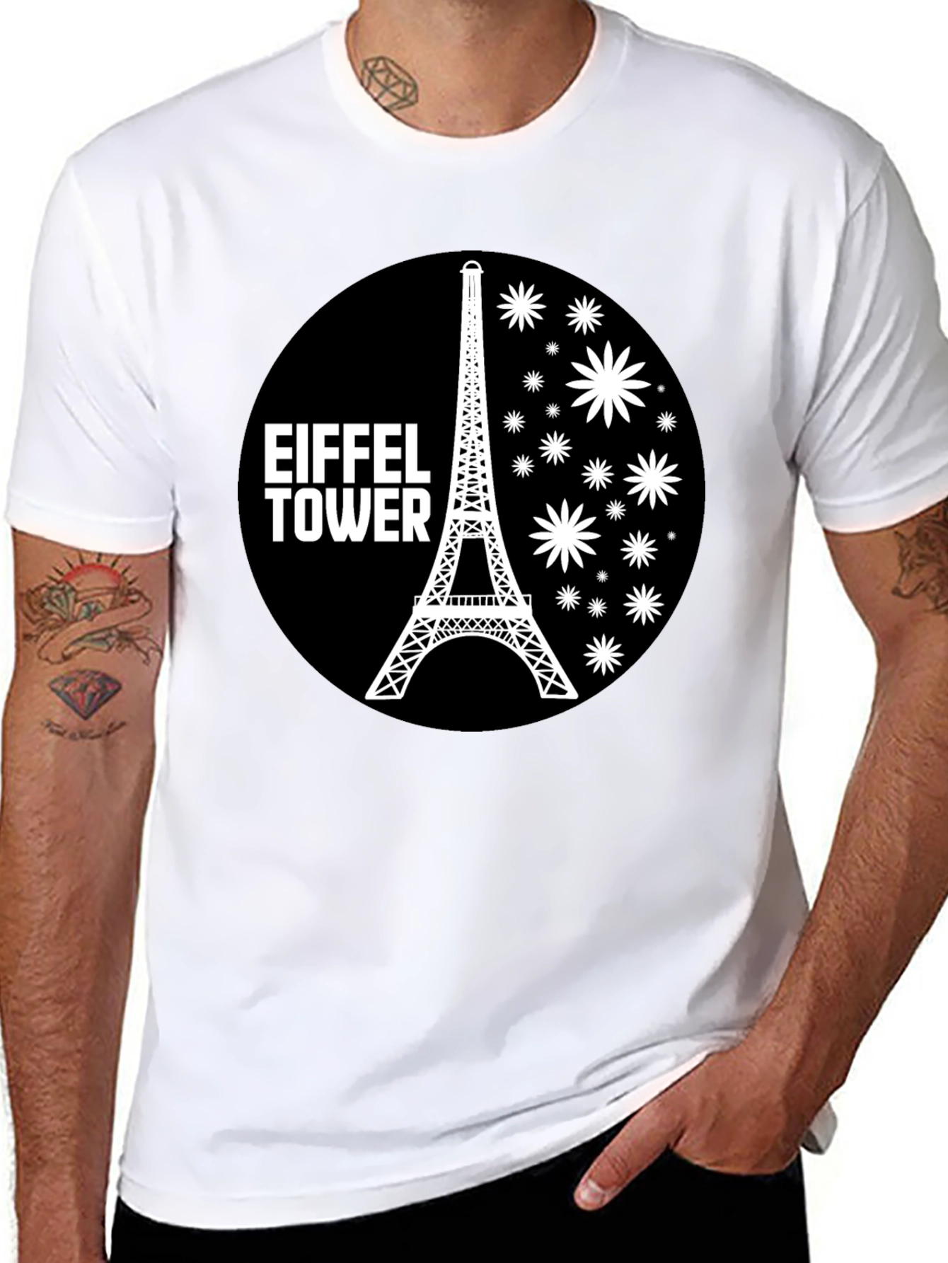 Eiffel Tower Graphic Tee - Black Casual T-Shirt