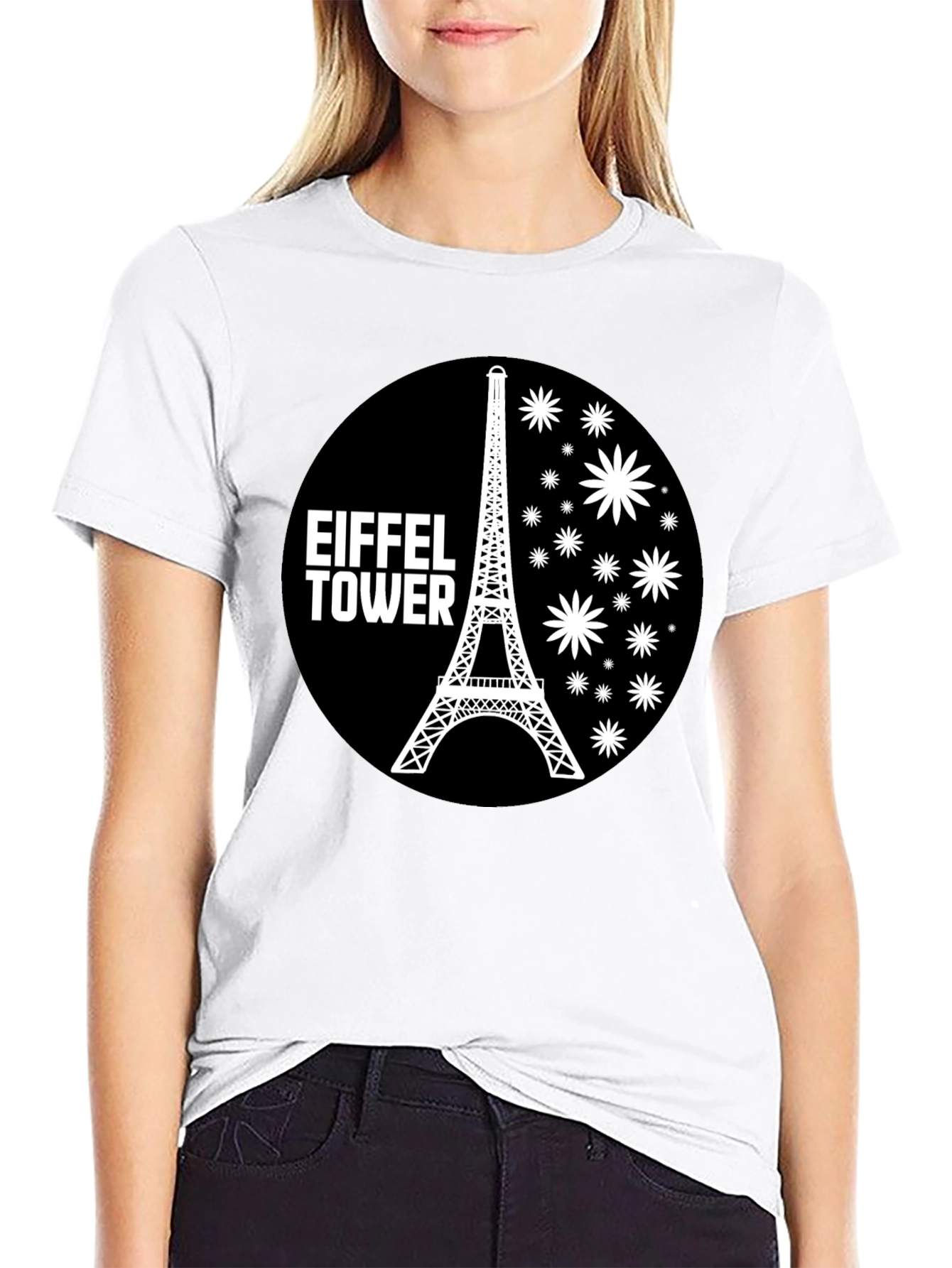 Eiffel Tower Graphic Tee - Black Casual T-Shirt