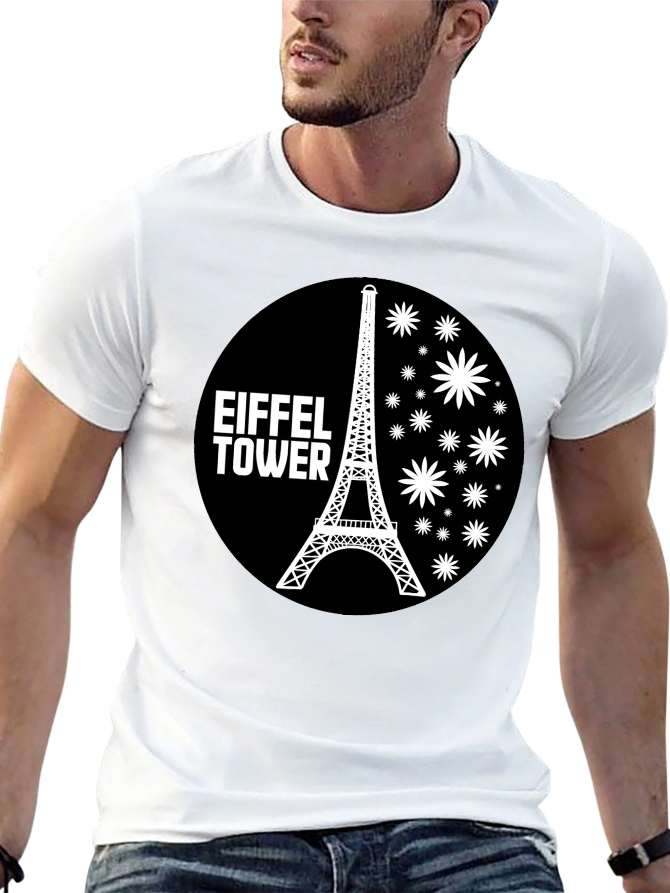 Eiffel Tower Graphic Tee - Black Casual T-Shirt
