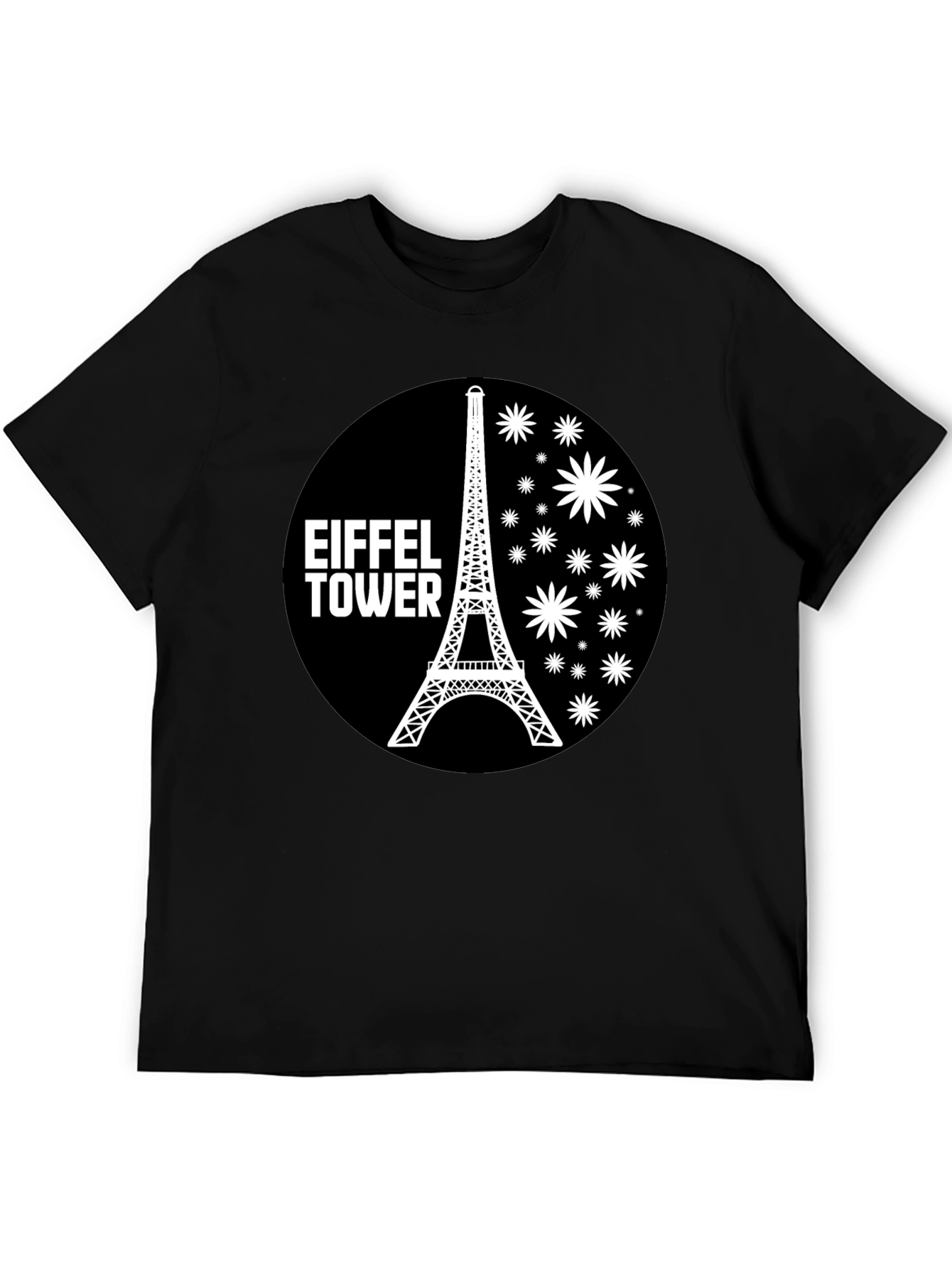 Eiffel Tower Graphic Tee - Black Casual T-Shirt