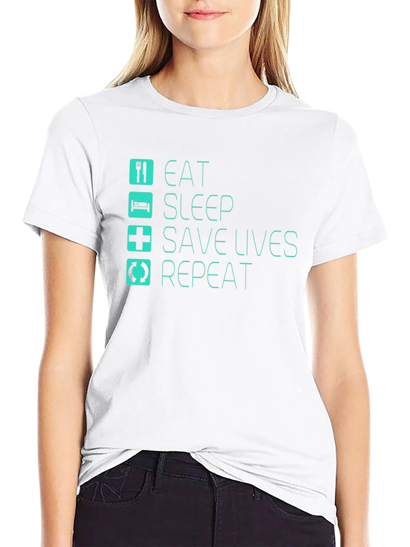Eat Sleep Save Lives Repeat Black T-Shirt