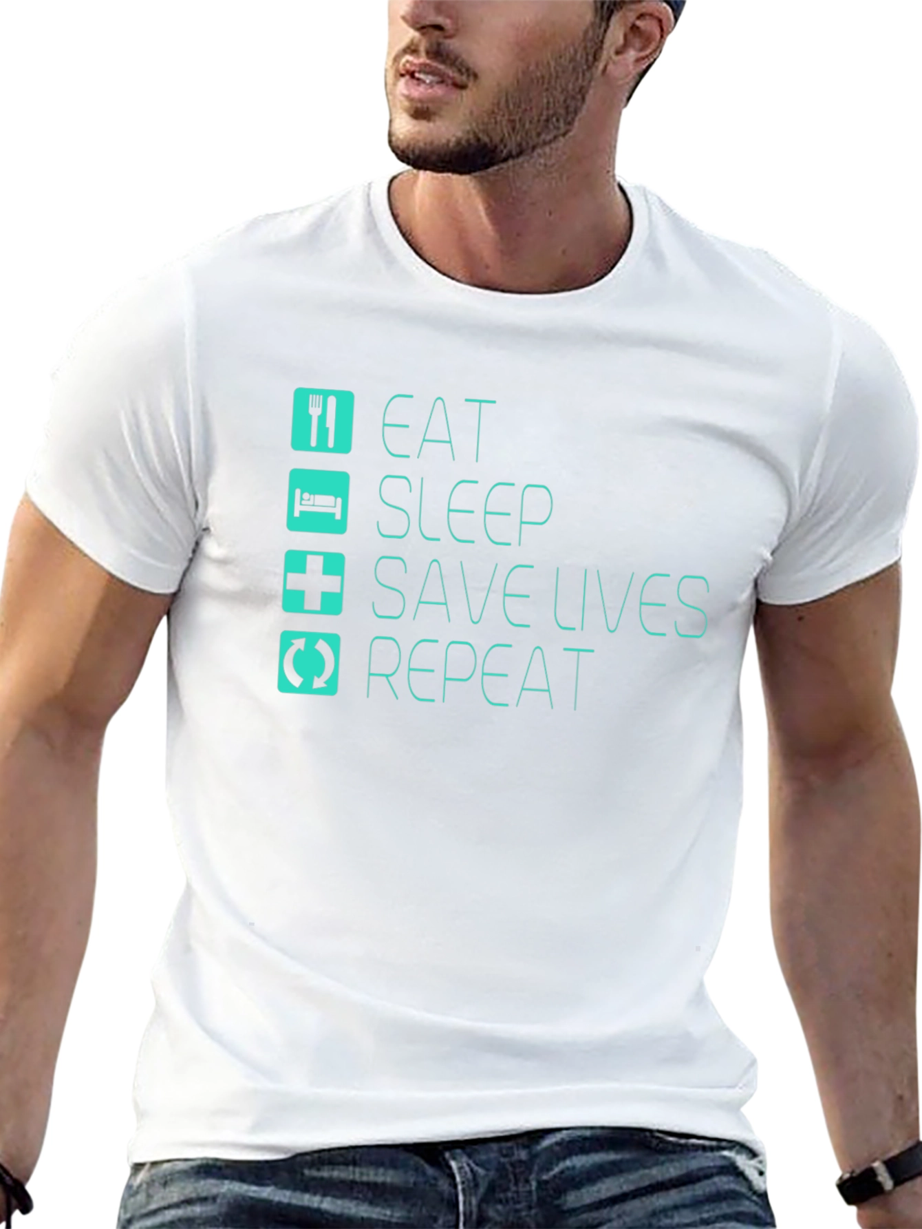 Eat Sleep Save Lives Repeat Black T-Shirt