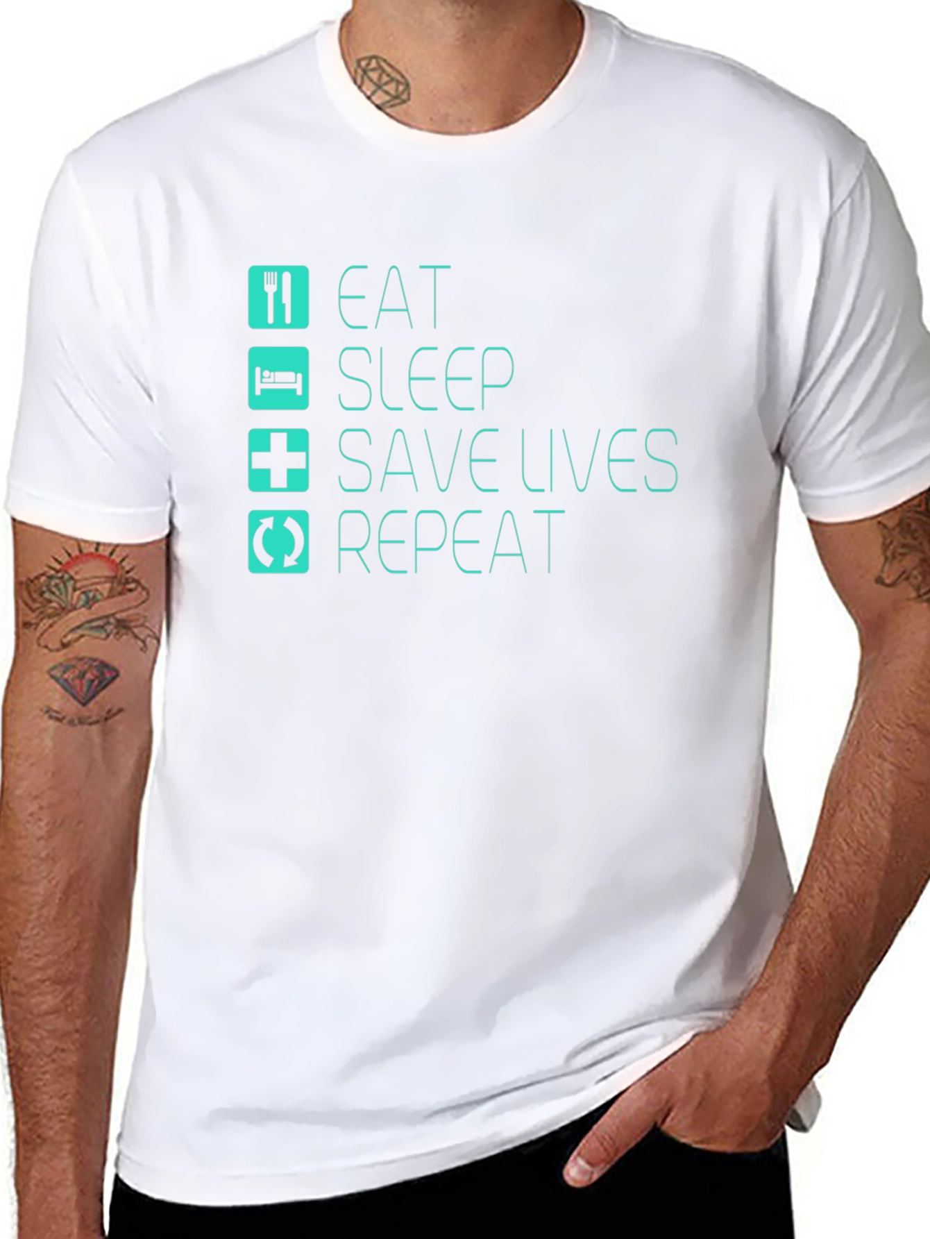 Eat Sleep Save Lives Repeat Black T-Shirt
