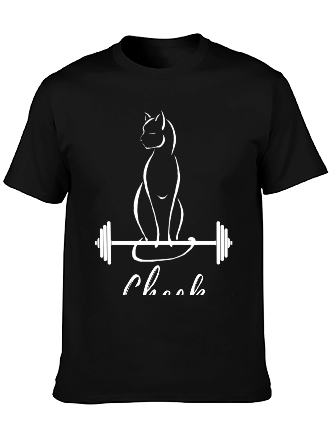 Cat Lifting Weights Black T-Shirt - Gym Humor