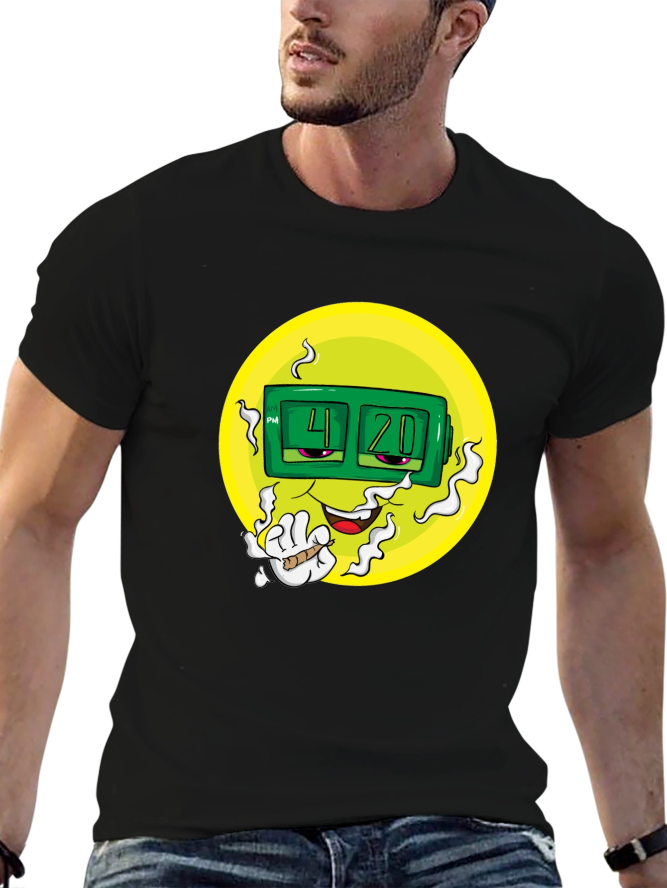 420 Time Smiley Face Graphic Tee