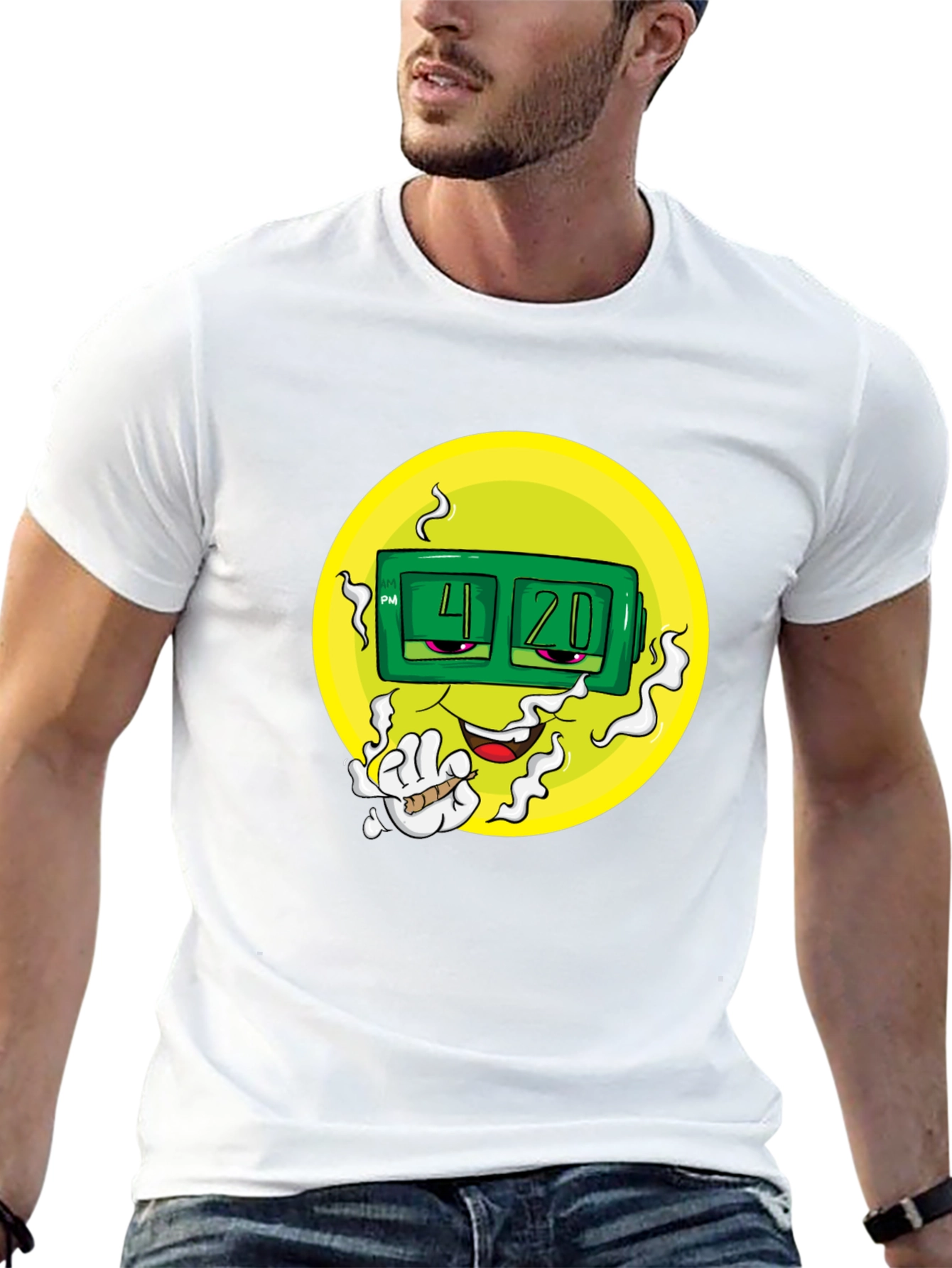 420 Time Smiley Face Graphic Tee