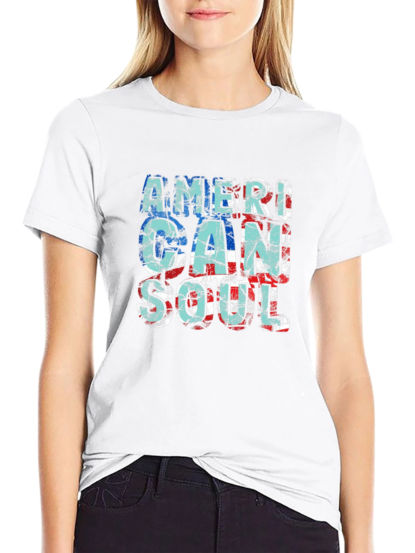 American Soul Graphic Print Black T-Shirt