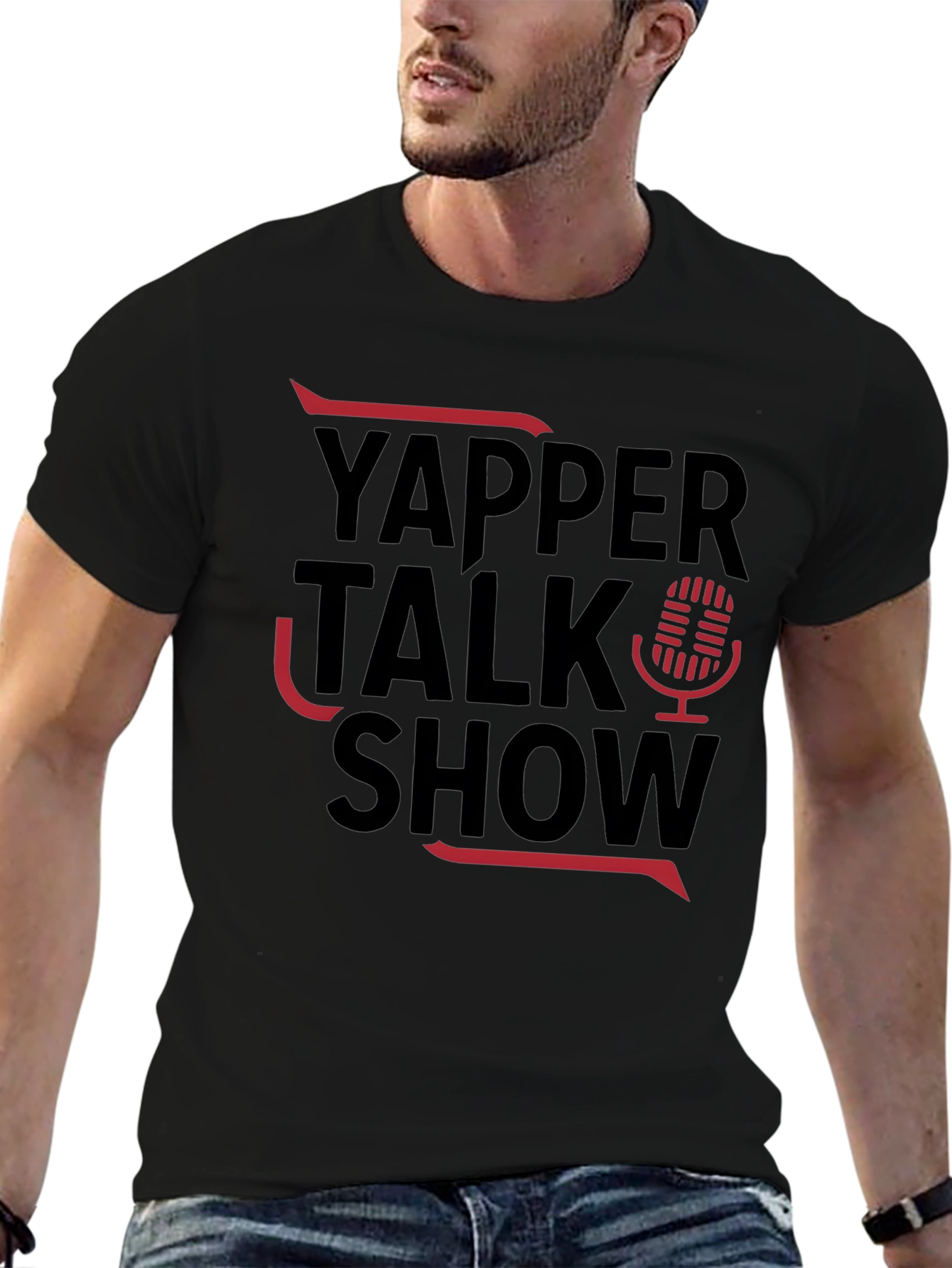 Yapper Talk Show Black Graphic Tee