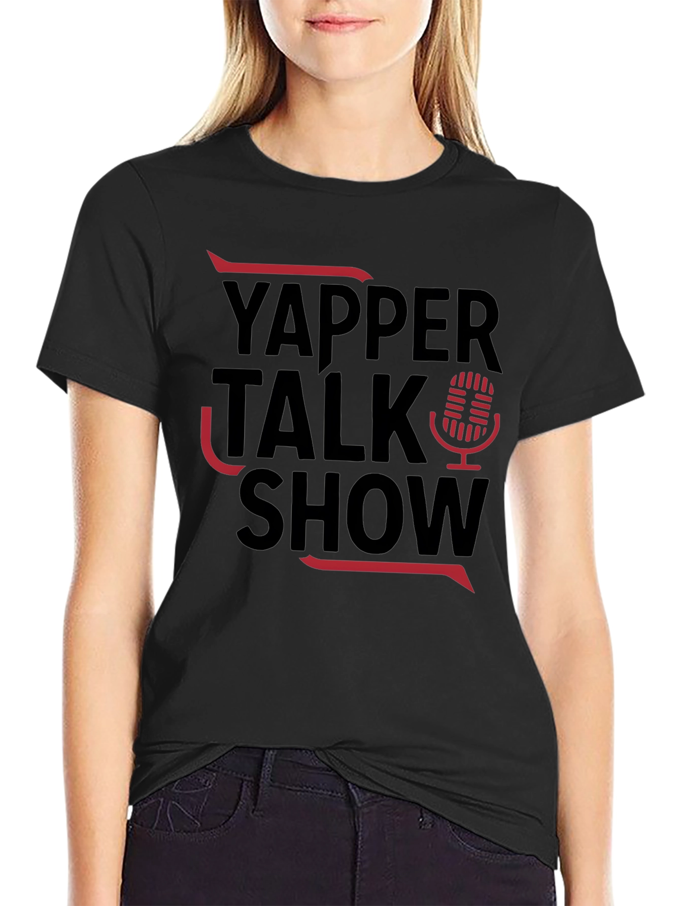 Yapper Talk Show Black Graphic Tee