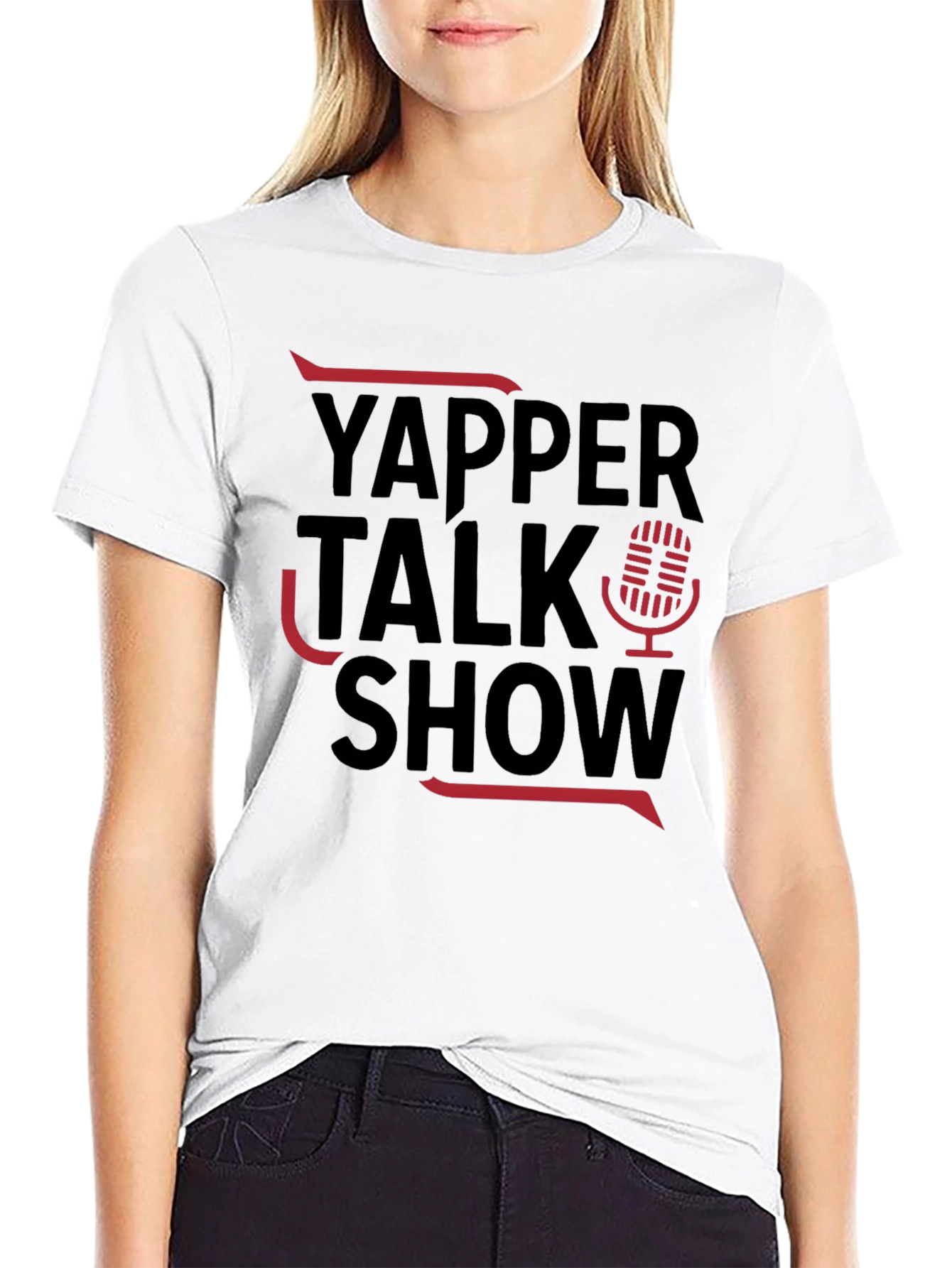 Yapper Talk Show Black Graphic Tee