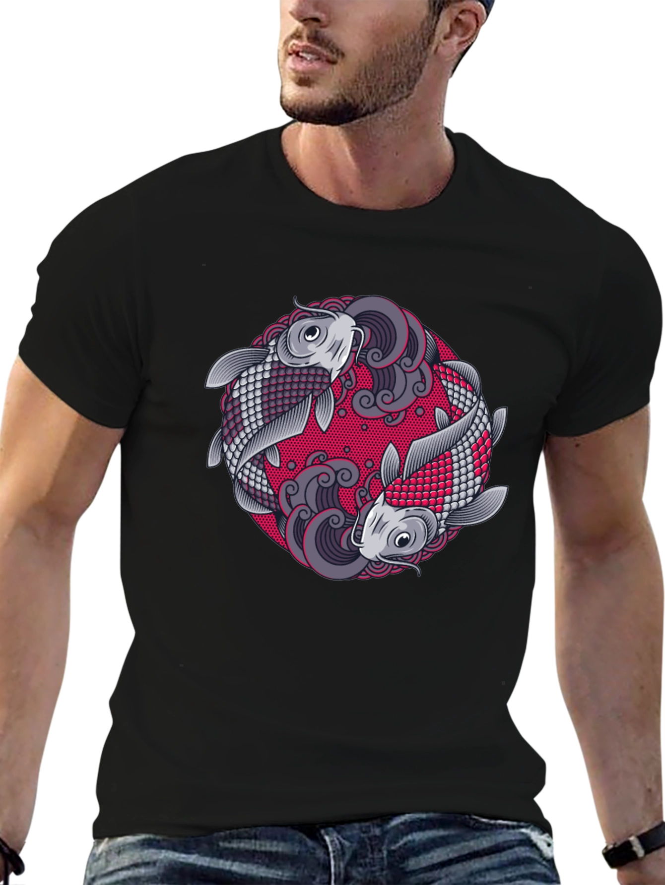 Yin Yang Koi Fish Graphic T-Shirt