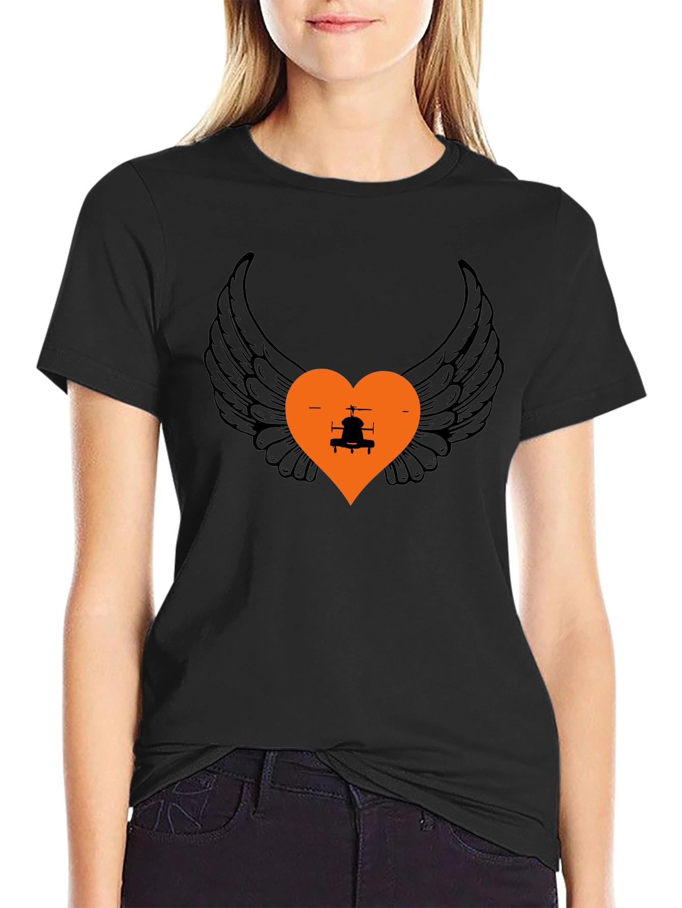 Wings and Heart Helicopter Graphic Tee
