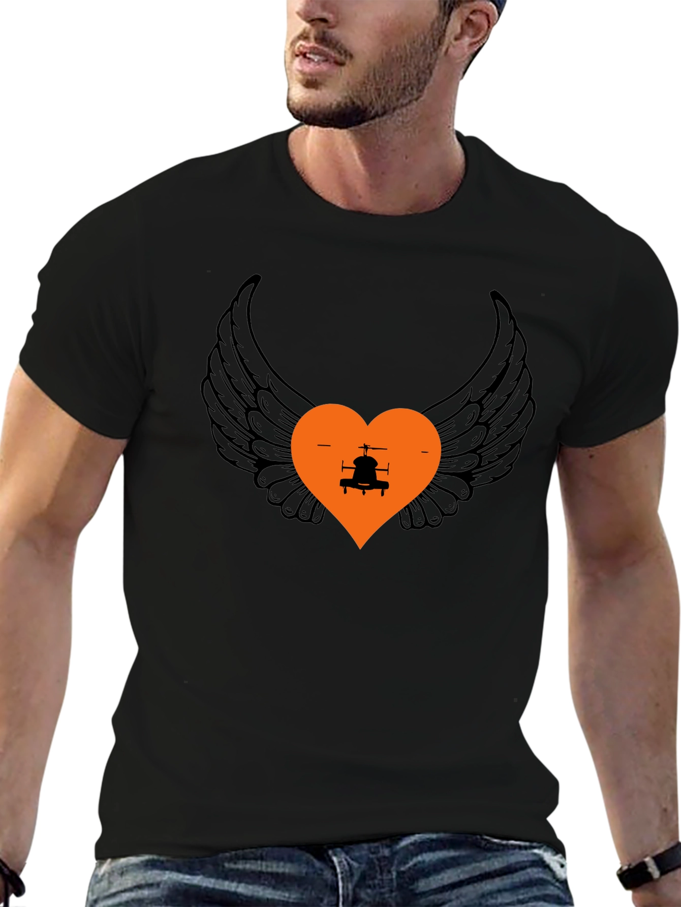 Wings and Heart Helicopter Graphic Tee