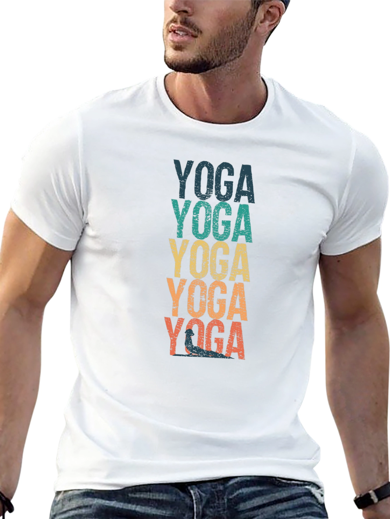 Mens Yoga Graphic Tee - Retro Design