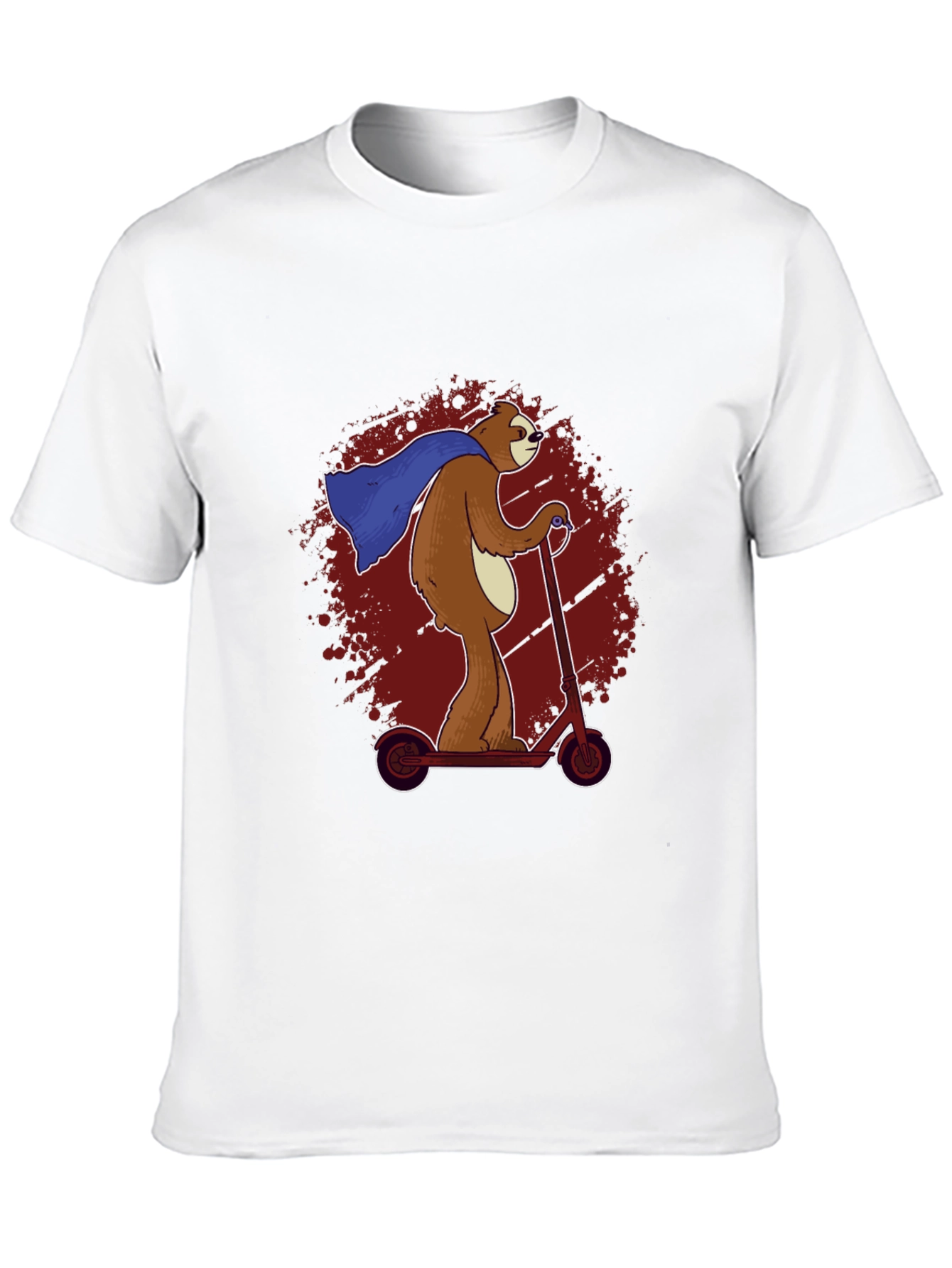 Superhero Sloth Scooter T-Shirt -  Funny Sloth Cape Design