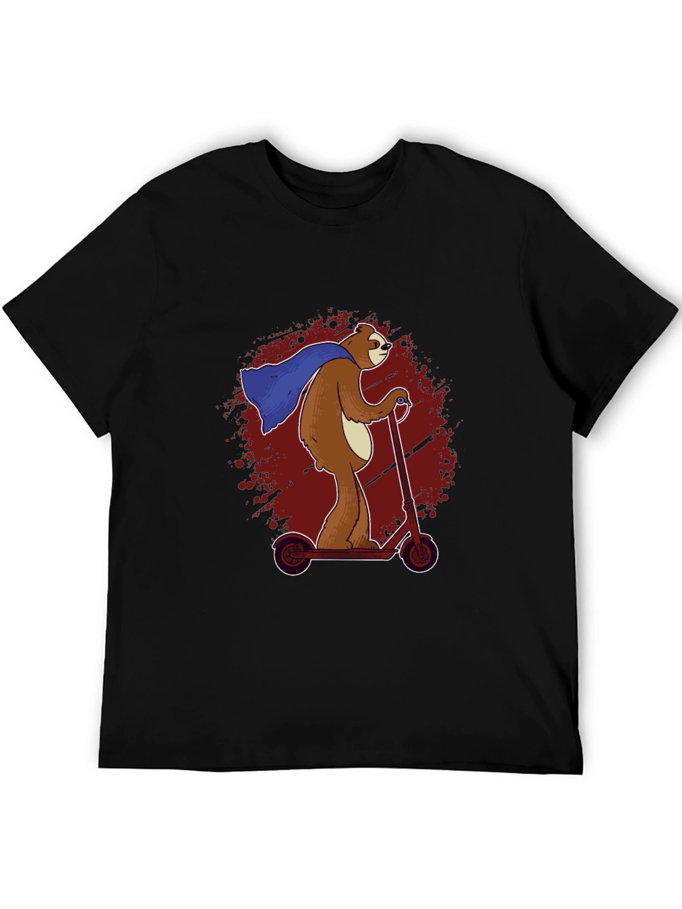 Superhero Sloth Scooter T-Shirt -  Funny Sloth Cape Design