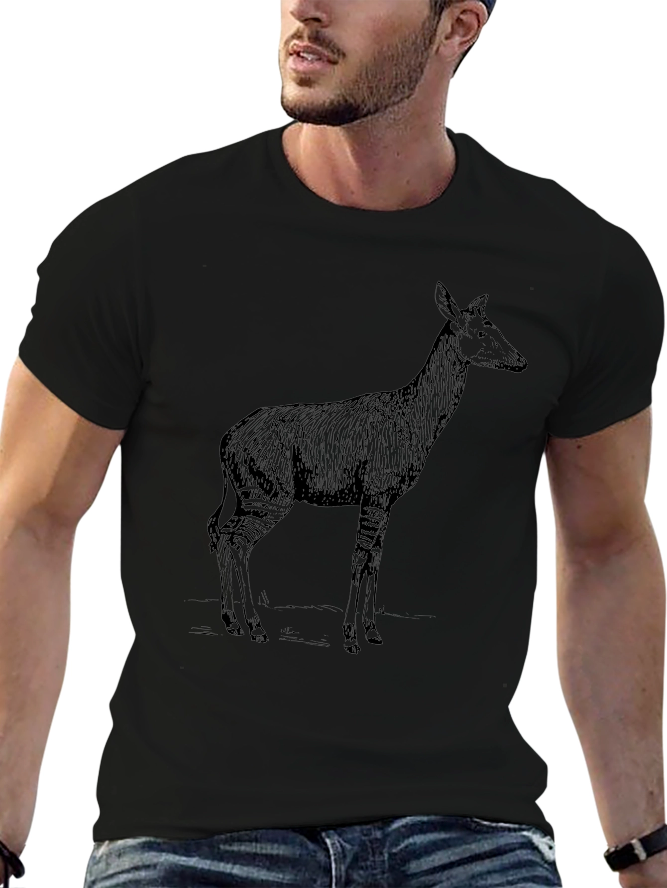 Okapi Graphic Tee - Stylish Animal Print Shirt