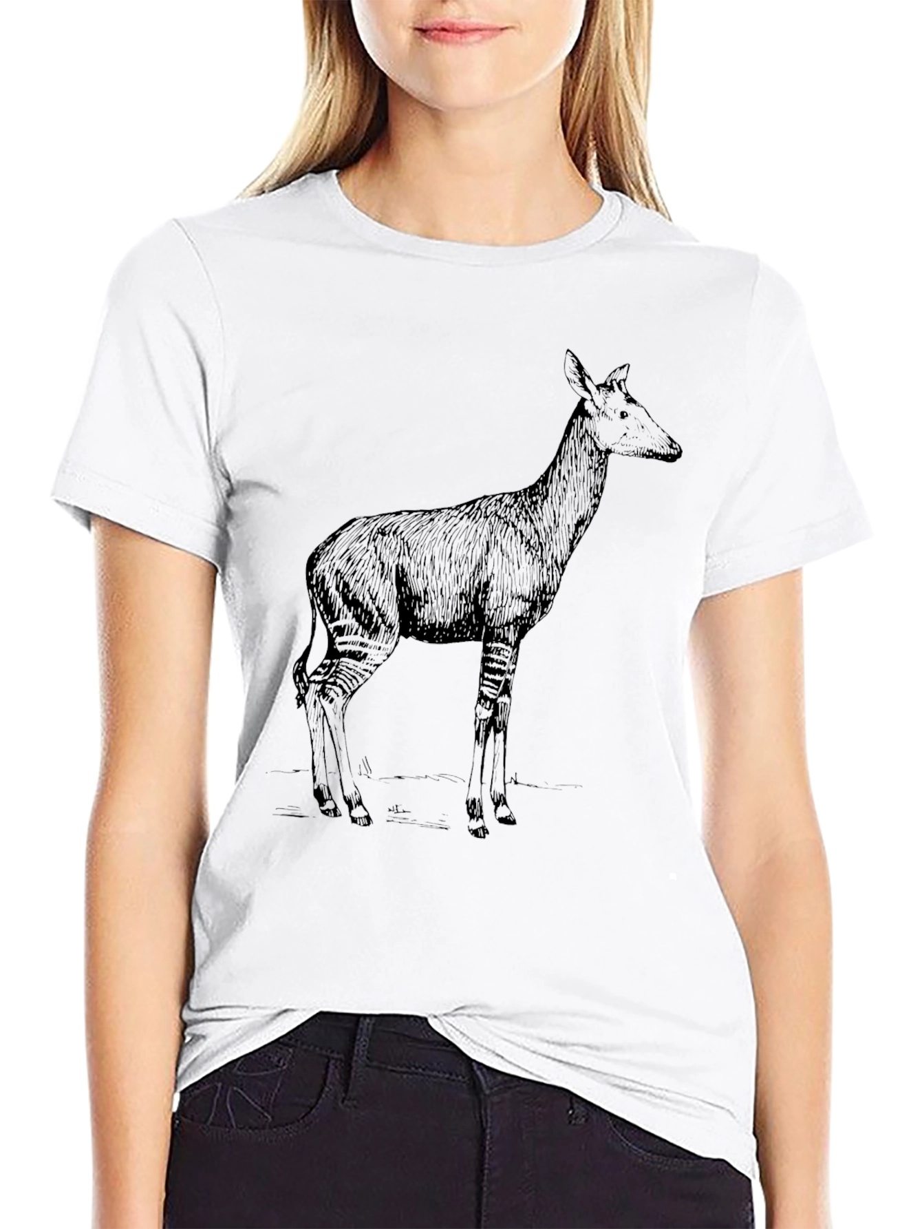 Okapi Graphic Tee - Stylish Animal Print Shirt