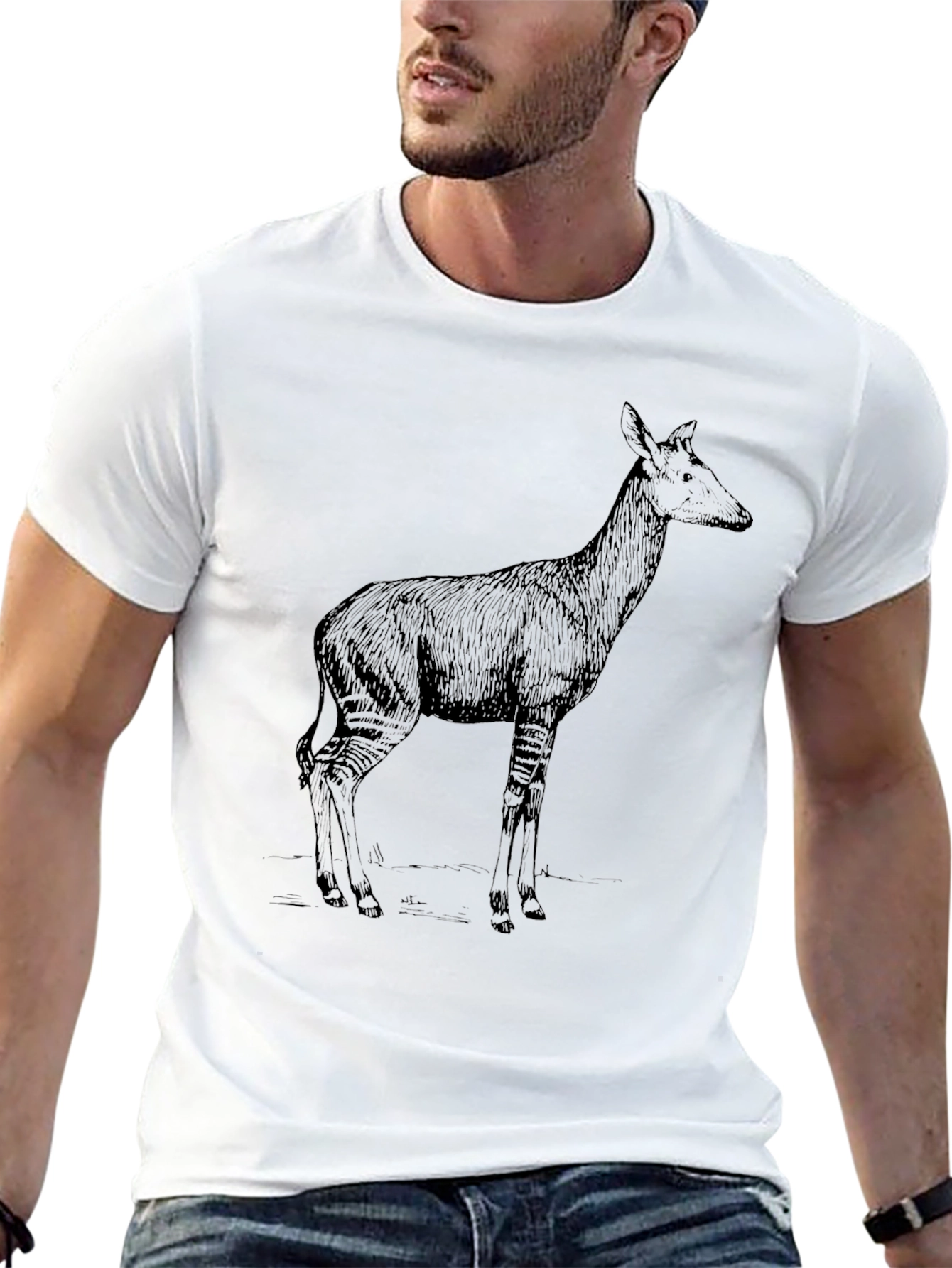 Okapi Graphic Tee - Stylish Animal Print Shirt