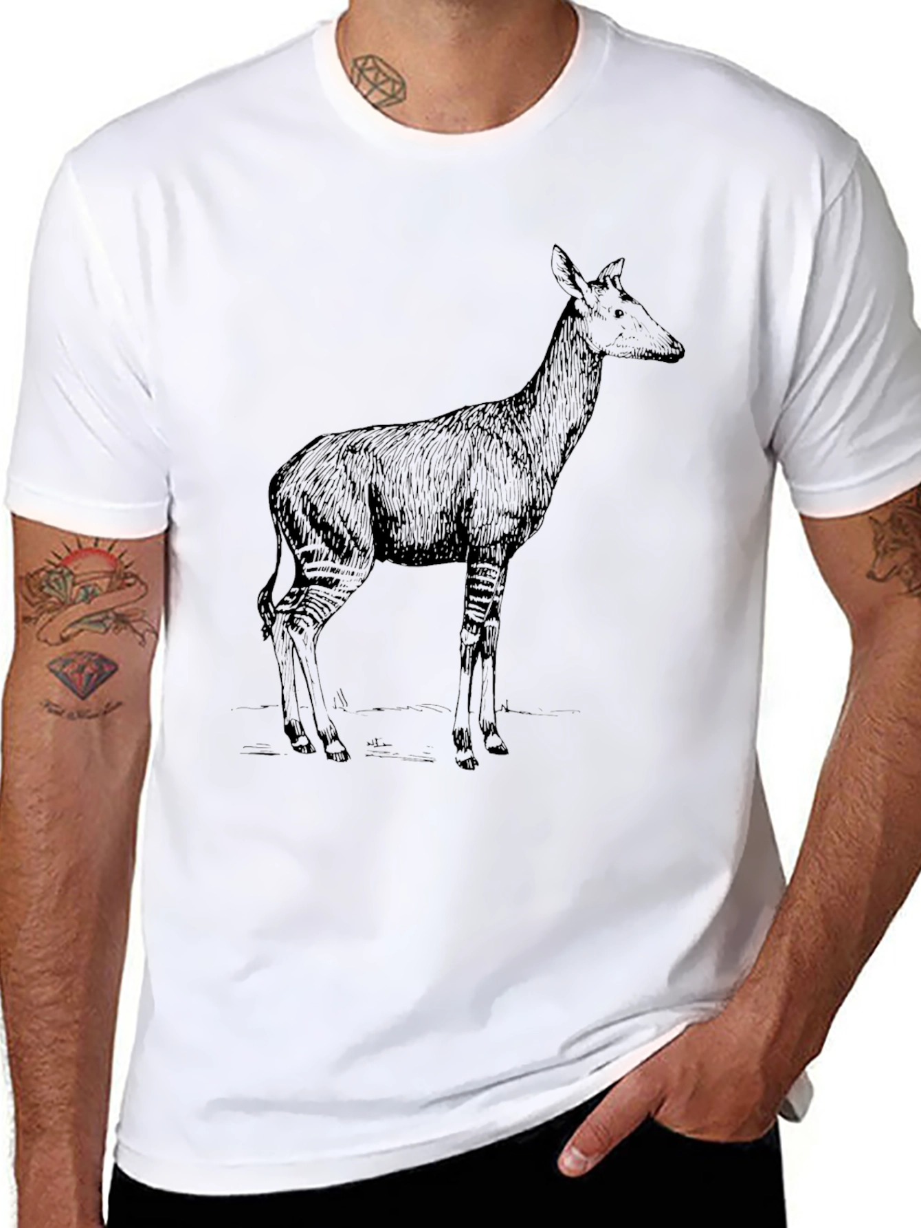 Okapi Graphic Tee - Stylish Animal Print Shirt