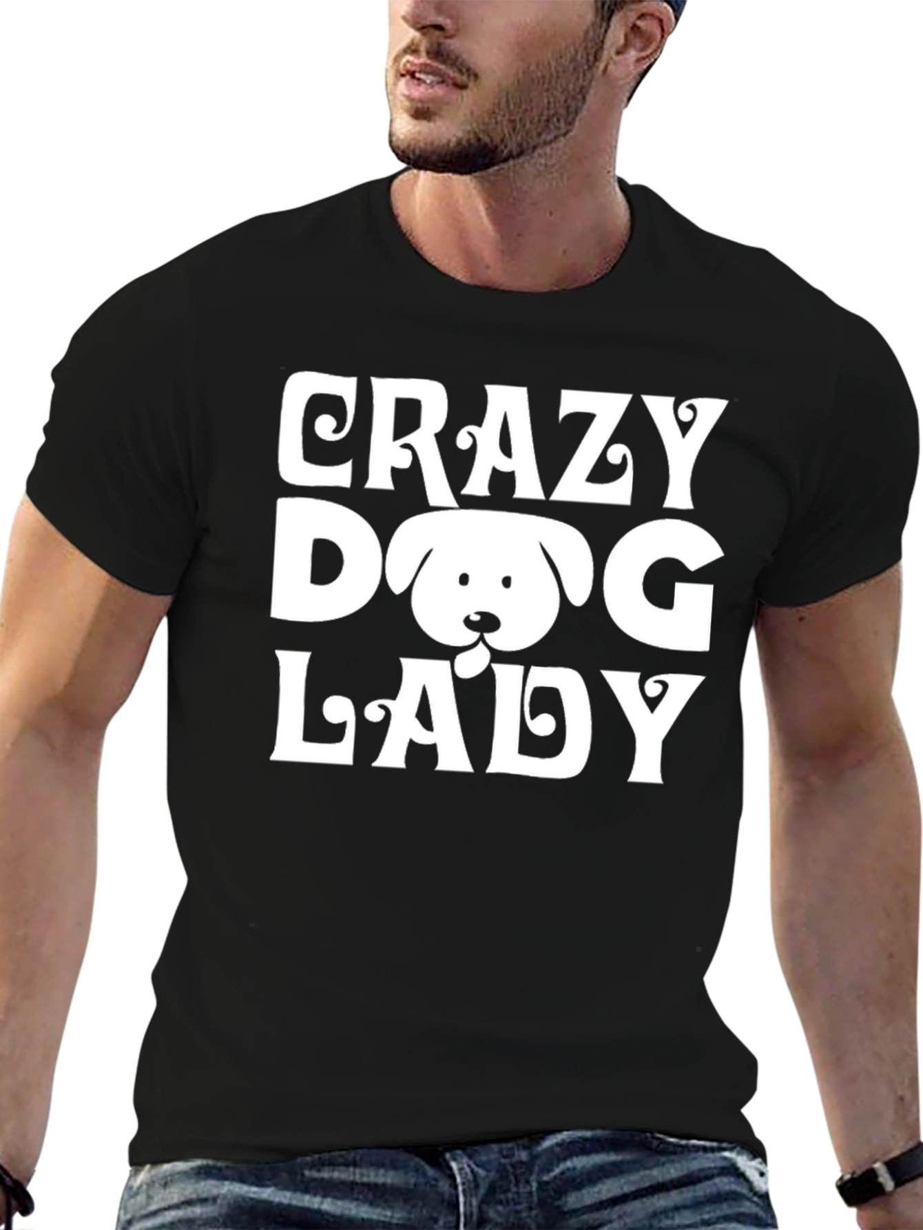 Crazy Dog Lady Graphic T-Shirt - Black