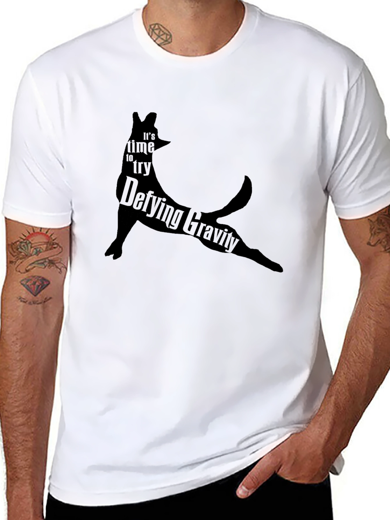 Defying Gravity T-Shirt - Black Dog Silhouette Tee
