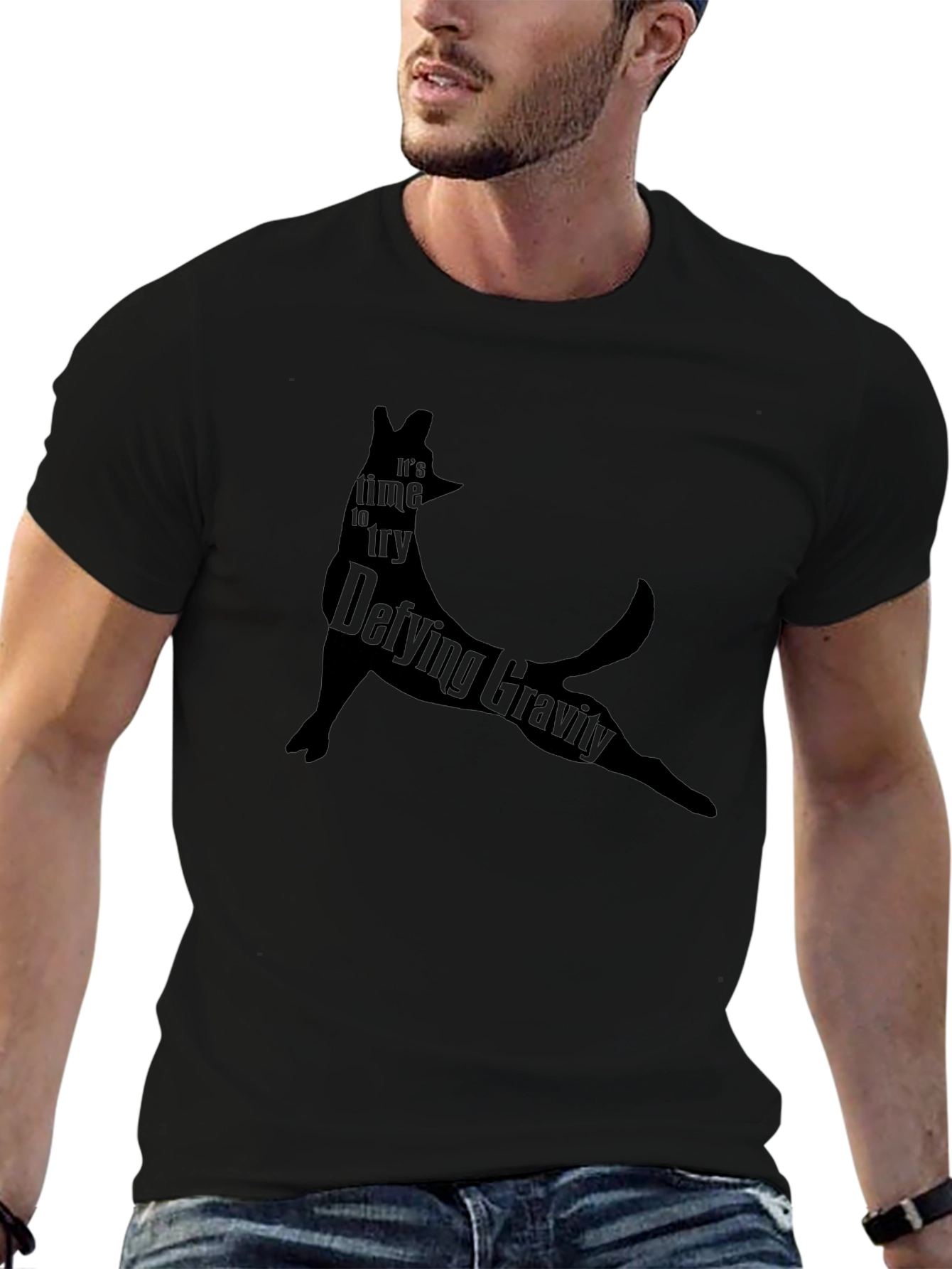 Defying Gravity T-Shirt - Black Dog Silhouette Tee