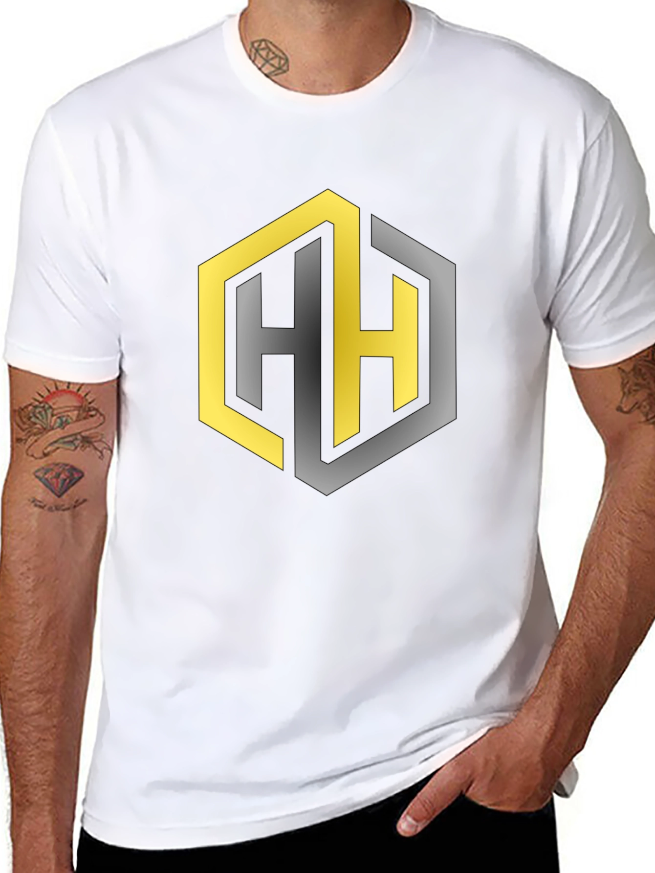 Geometric HH Logo Black T-Shirt