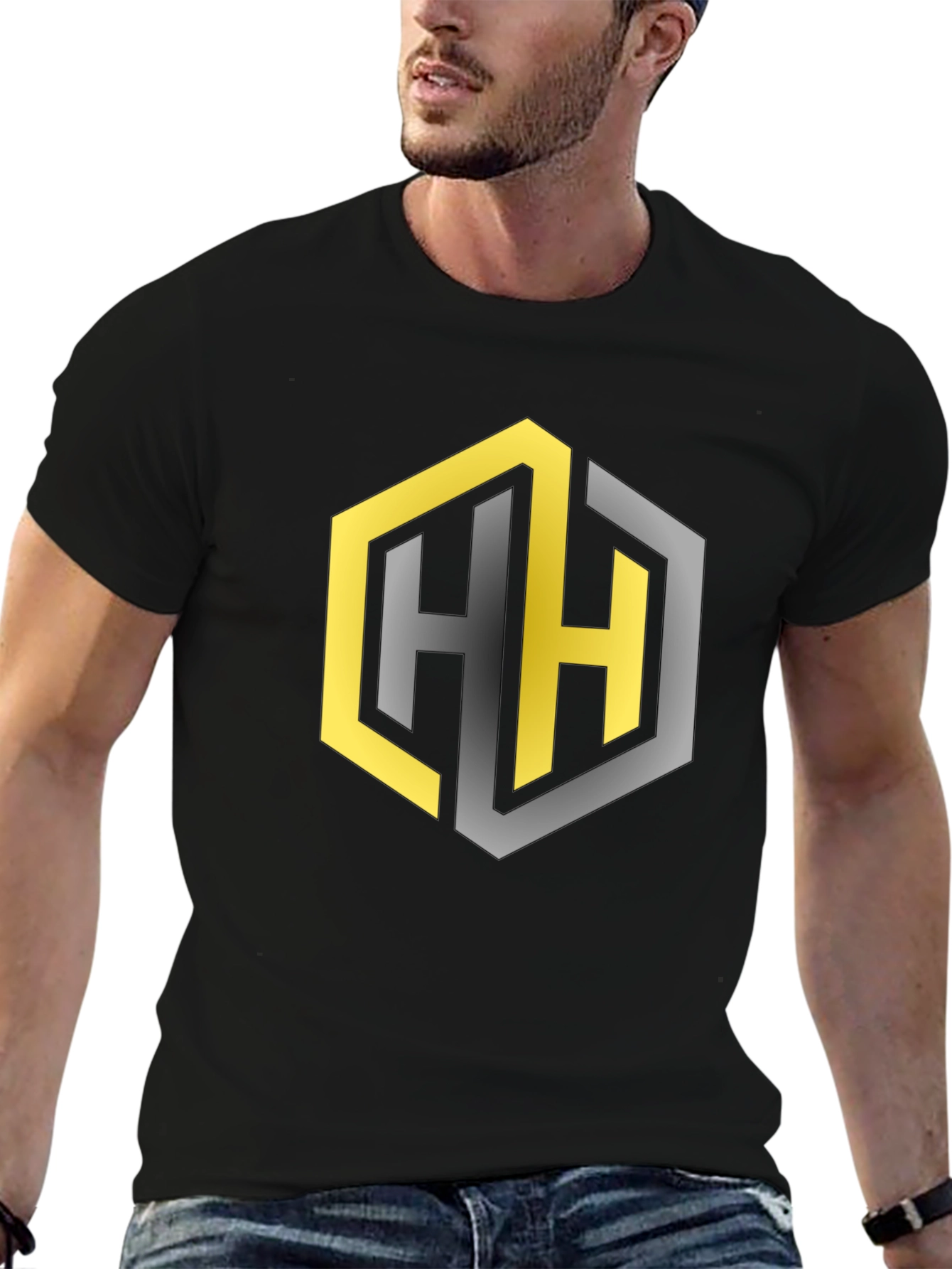 Geometric HH Logo Black T-Shirt
