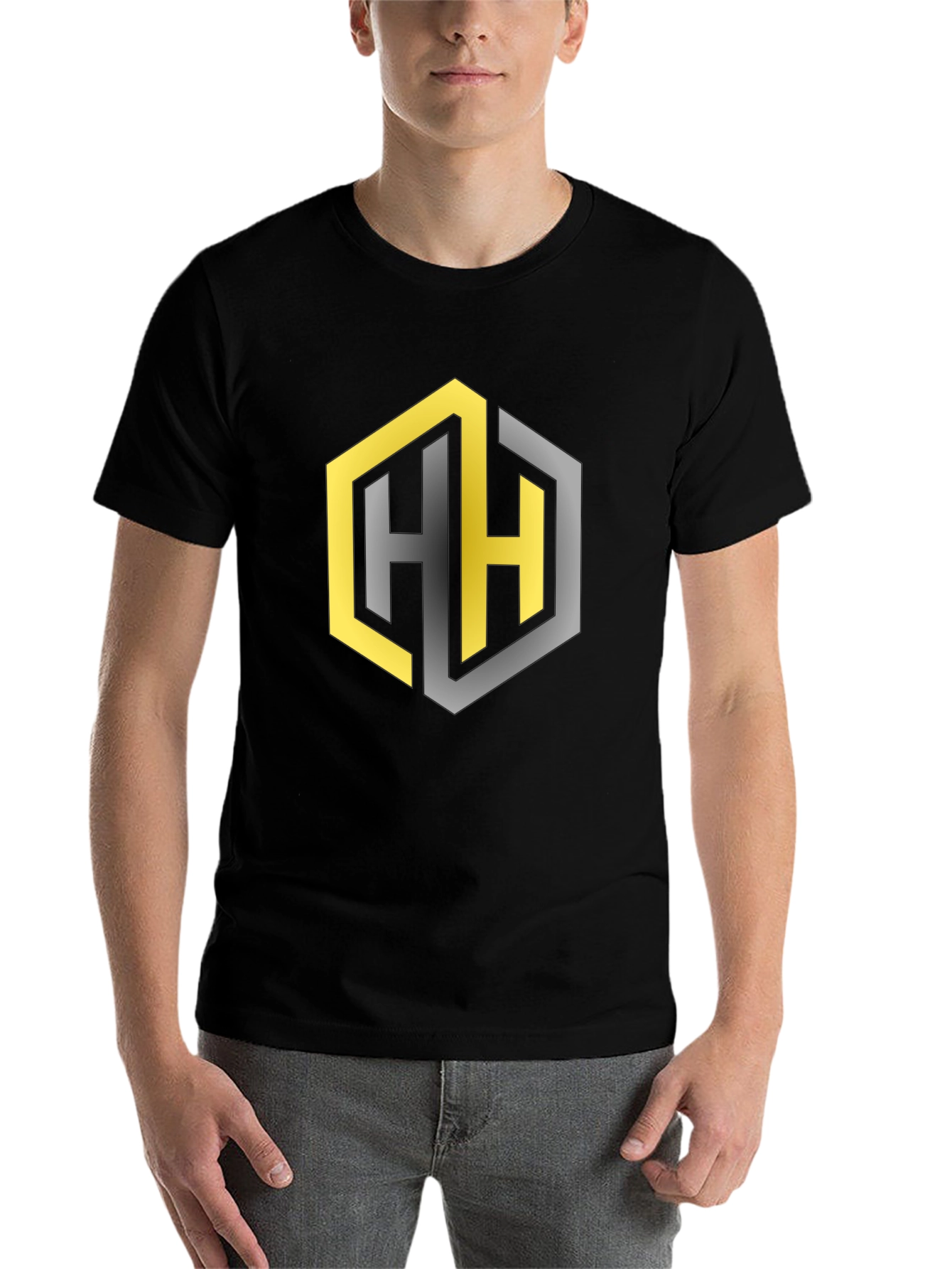 Geometric HH Logo Black T-Shirt