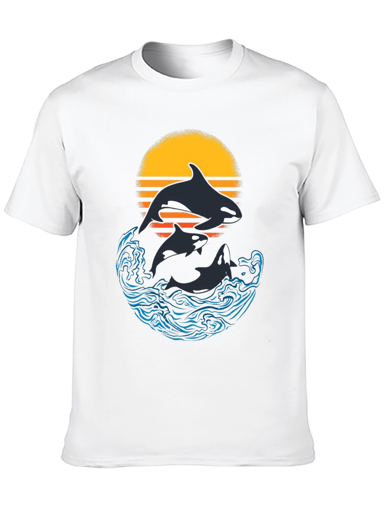 Orca Sunset Graphic T-Shirt - Black