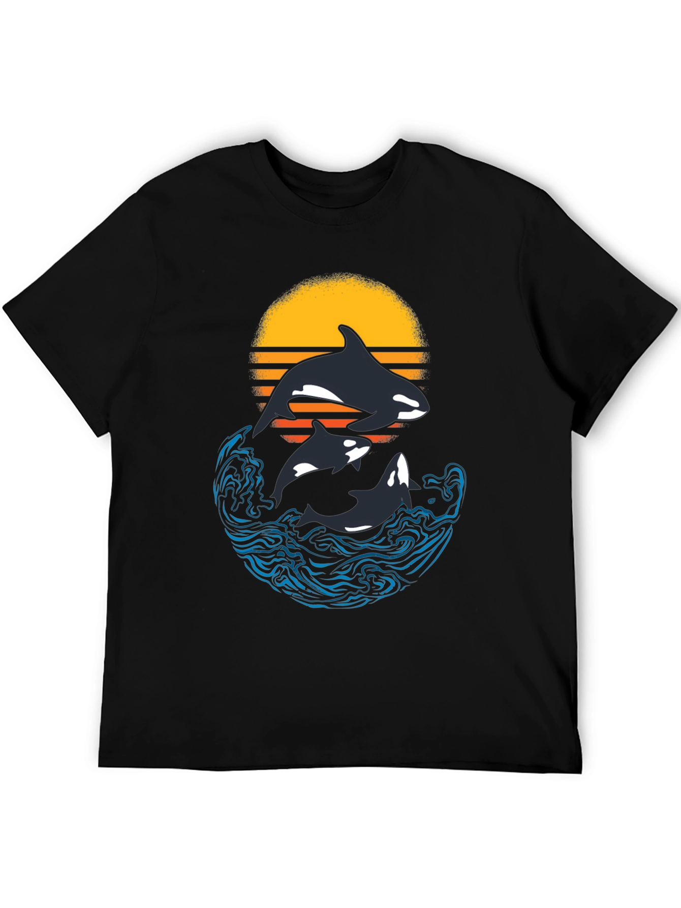 Orca Sunset Graphic T-Shirt - Black