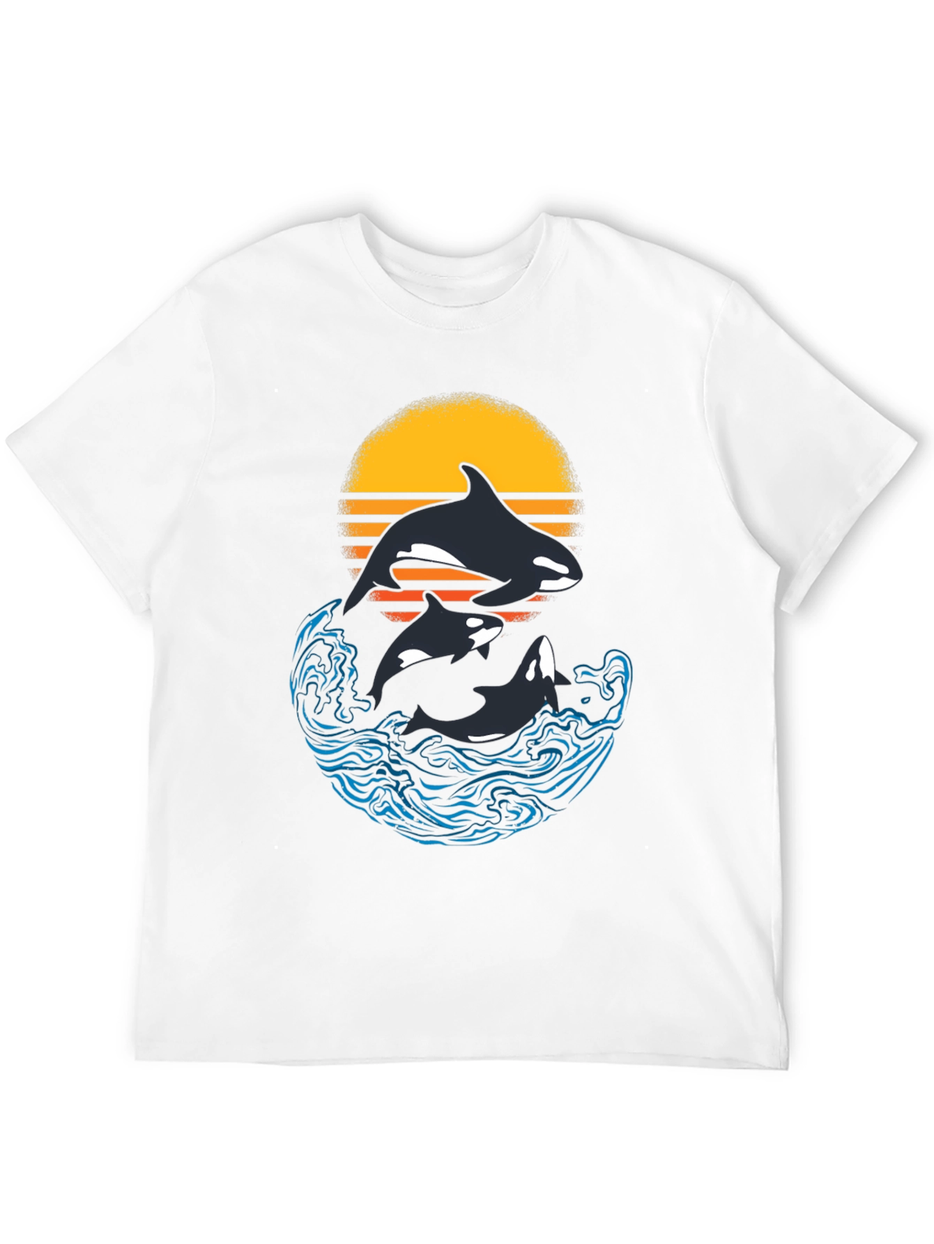 Orca Sunset Graphic T-Shirt - Black